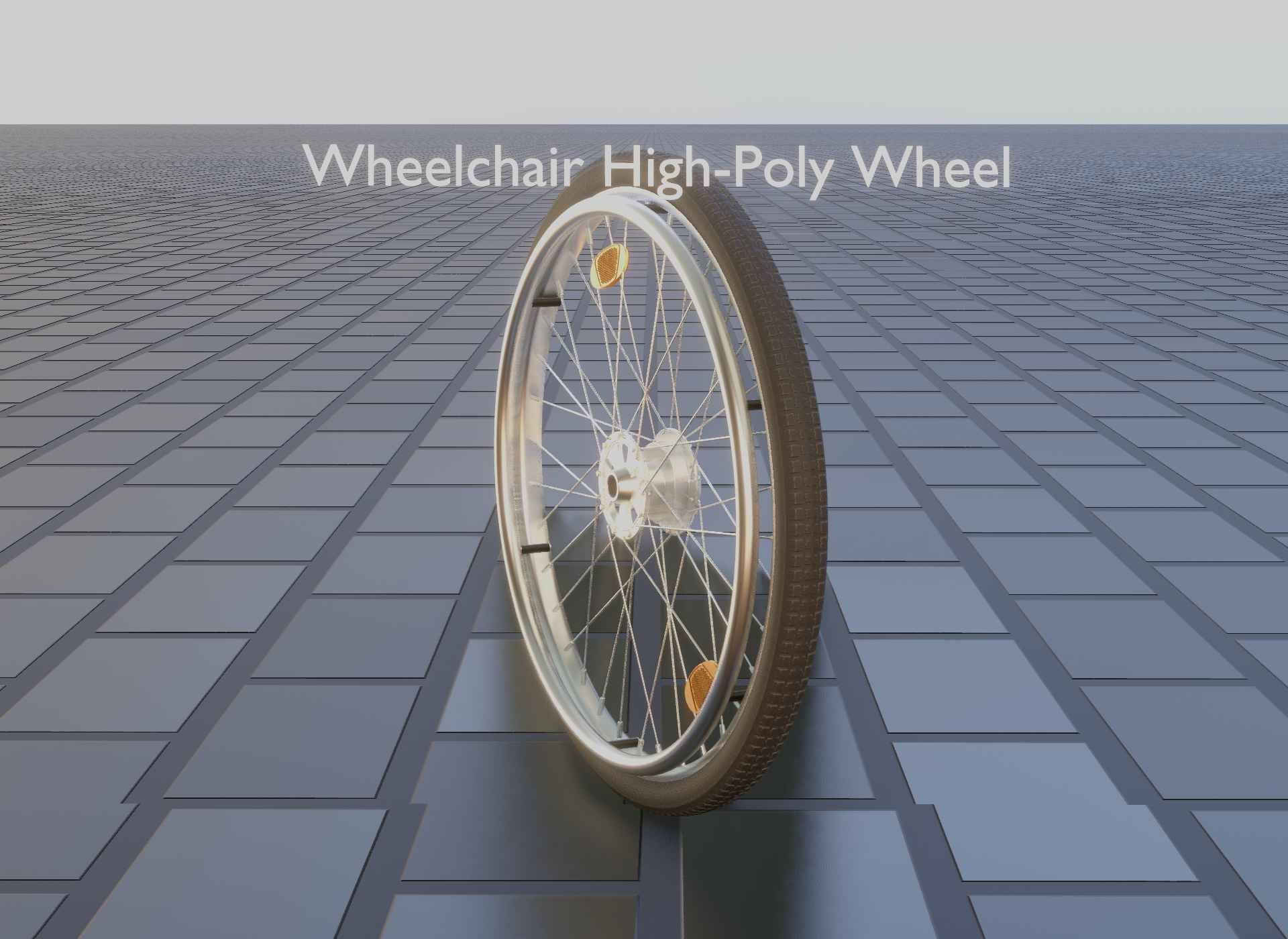 Wheelchair Wheel with Procedural PBR Material Setup 3D model_35