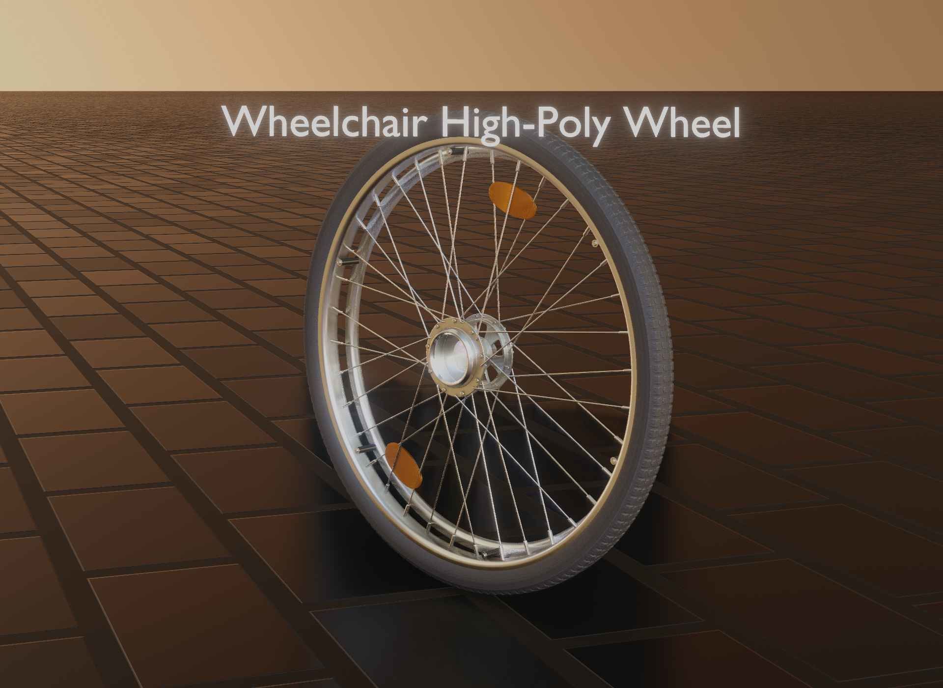 Wheelchair Wheel with Procedural PBR Material Setup 3D model_96