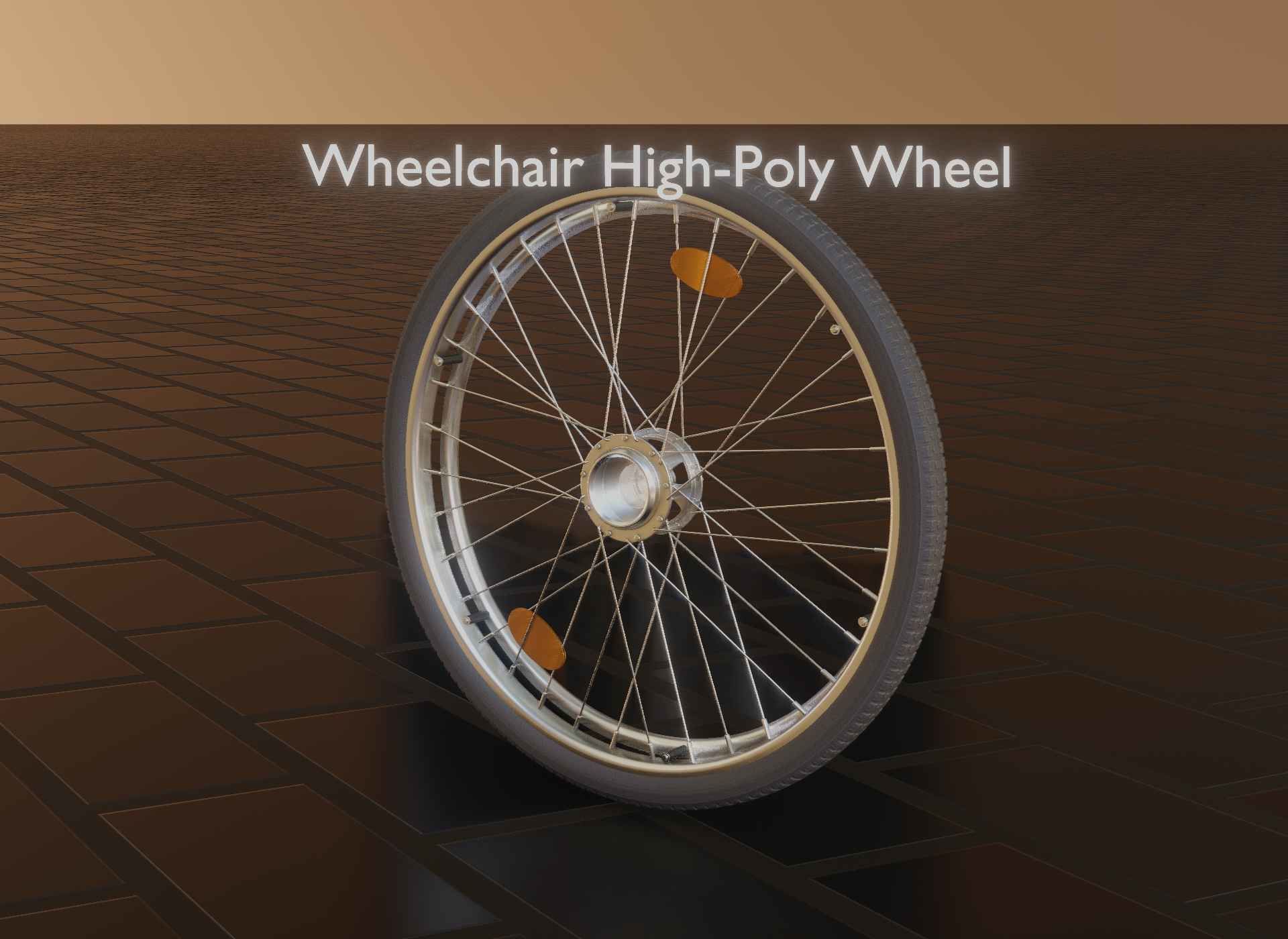 Wheelchair Wheel with Procedural PBR Material Setup 3D model_87