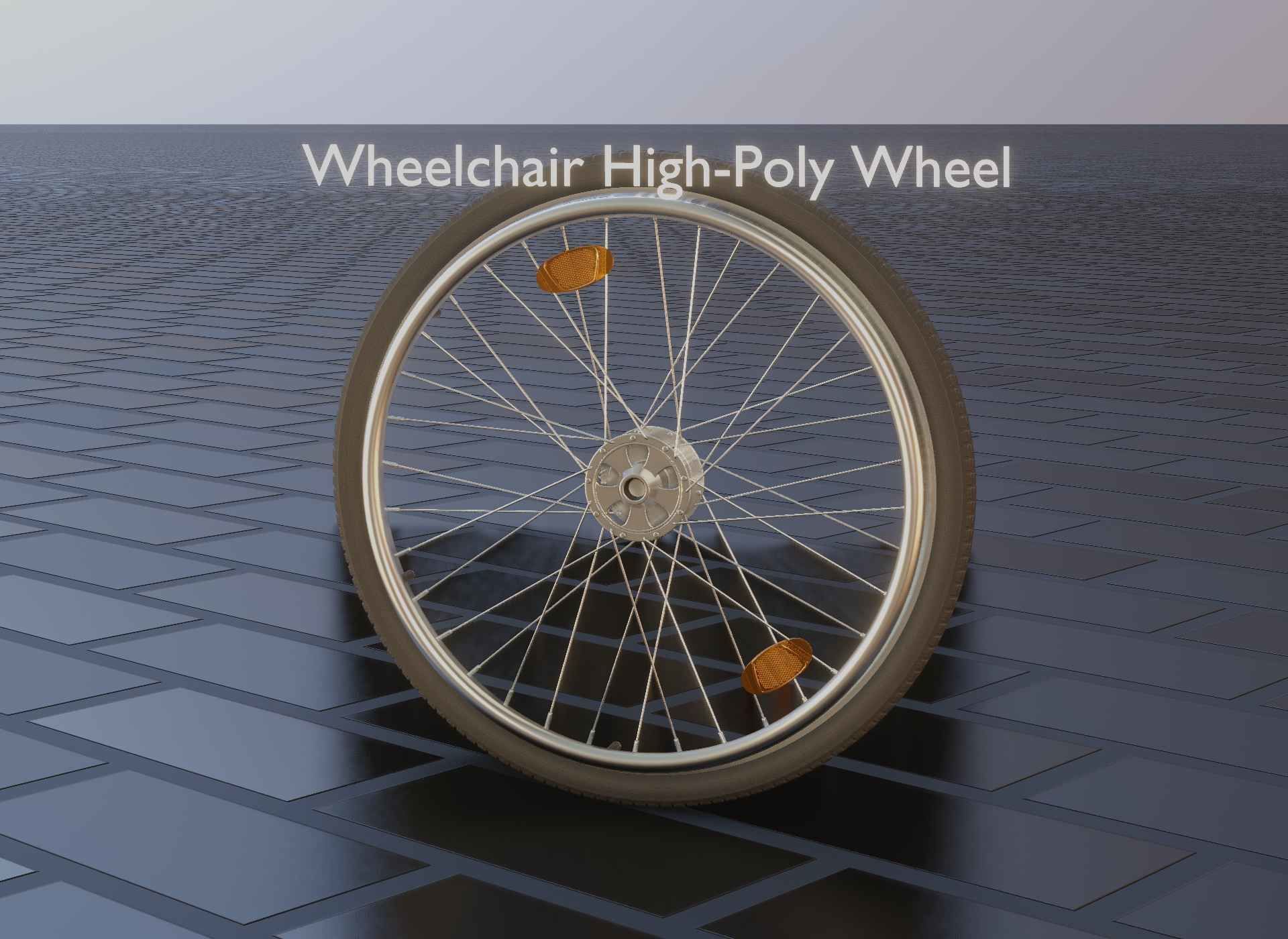 Wheelchair Wheel with Procedural PBR Material Setup 3D model_19