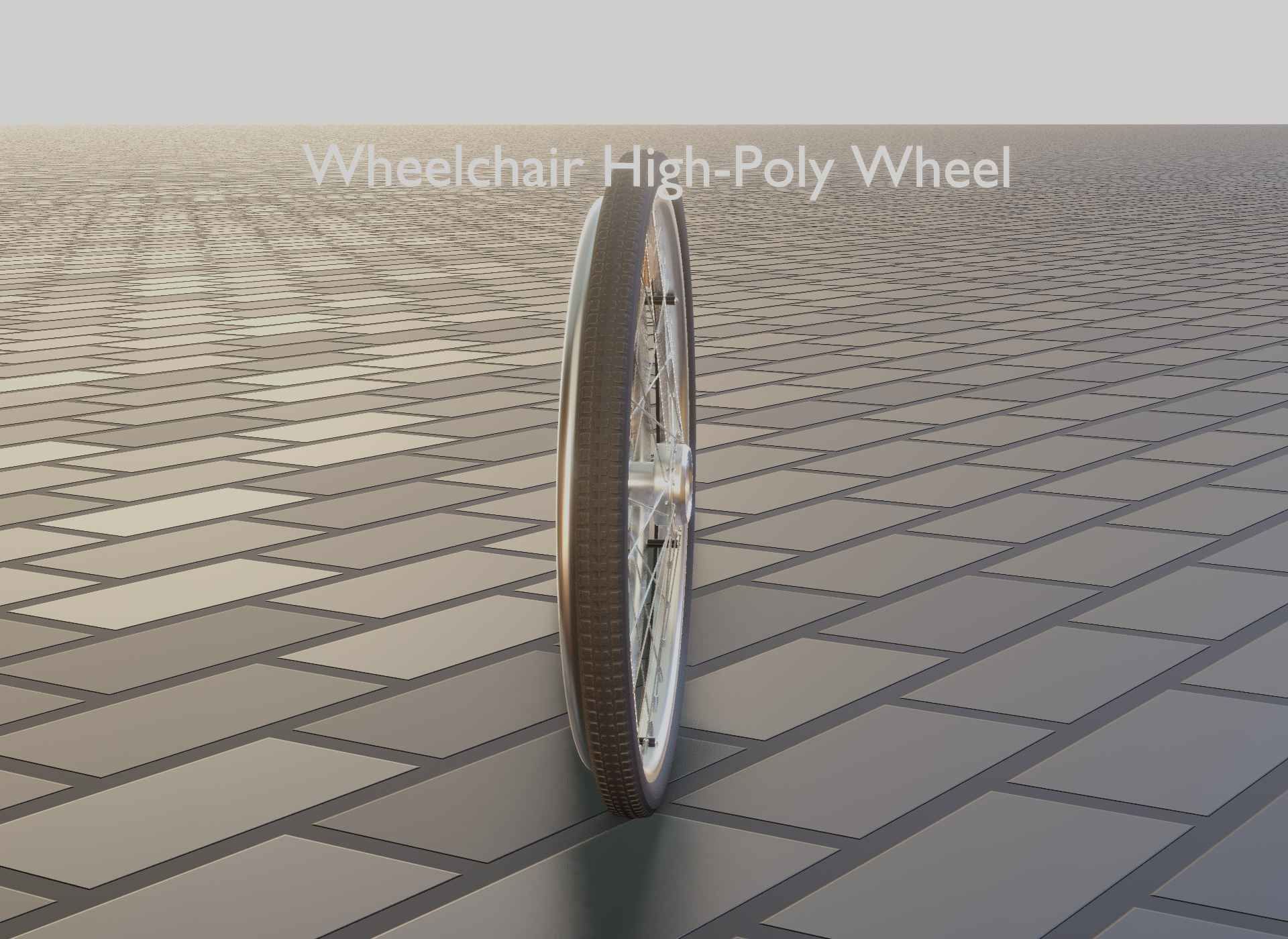Wheelchair Wheel with Procedural PBR Material Setup 3D model_46