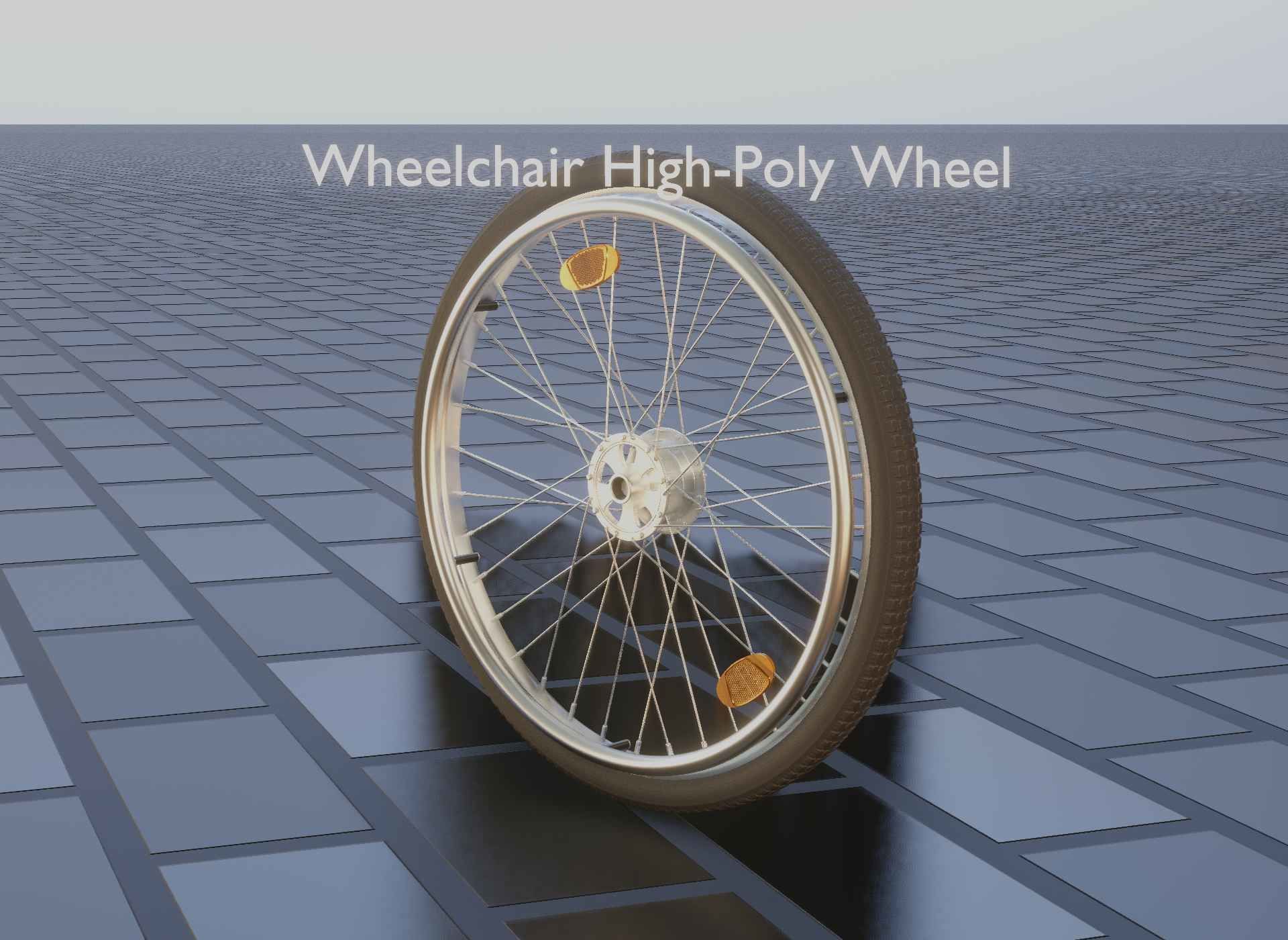 Wheelchair Wheel with Procedural PBR Material Setup 3D model_28