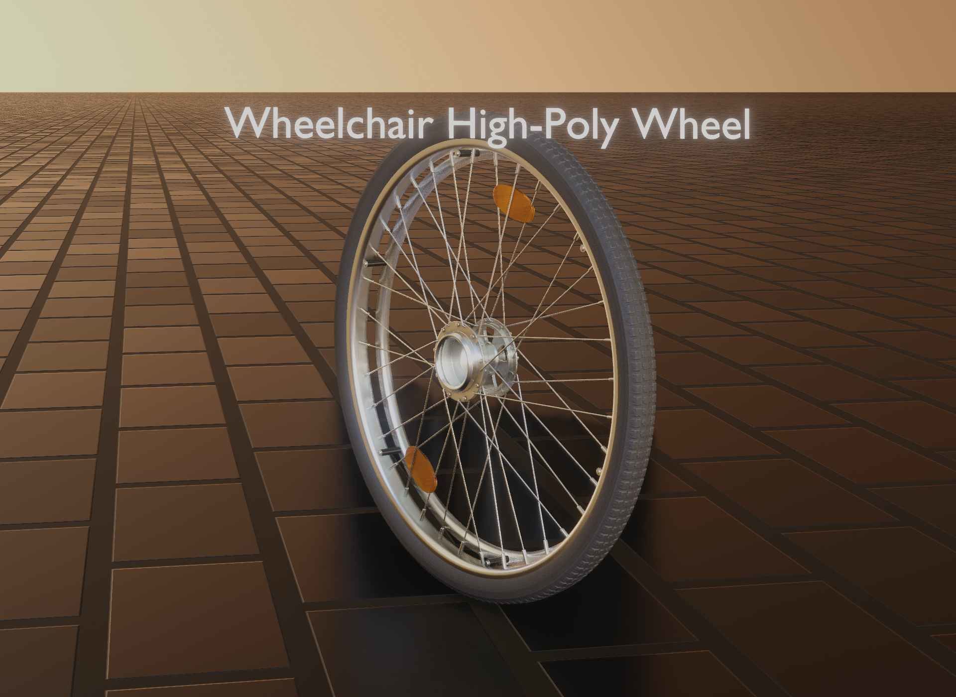 Wheelchair Wheel with Procedural PBR Material Setup 3D model_95