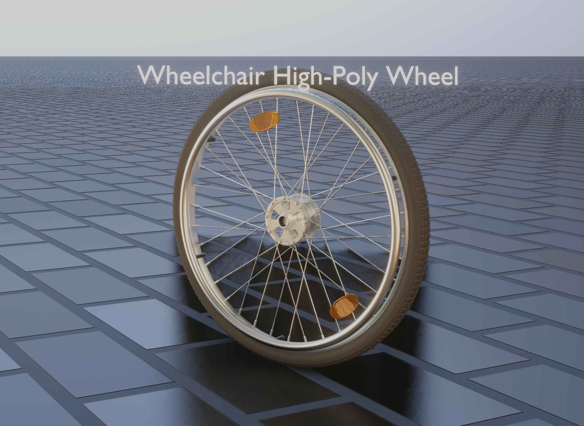 Wheelchair Wheel with Procedural PBR Material Setup 3D model_25