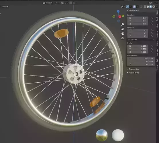 Wheelchair Wheel with Procedural PBR Material Setup 3D model