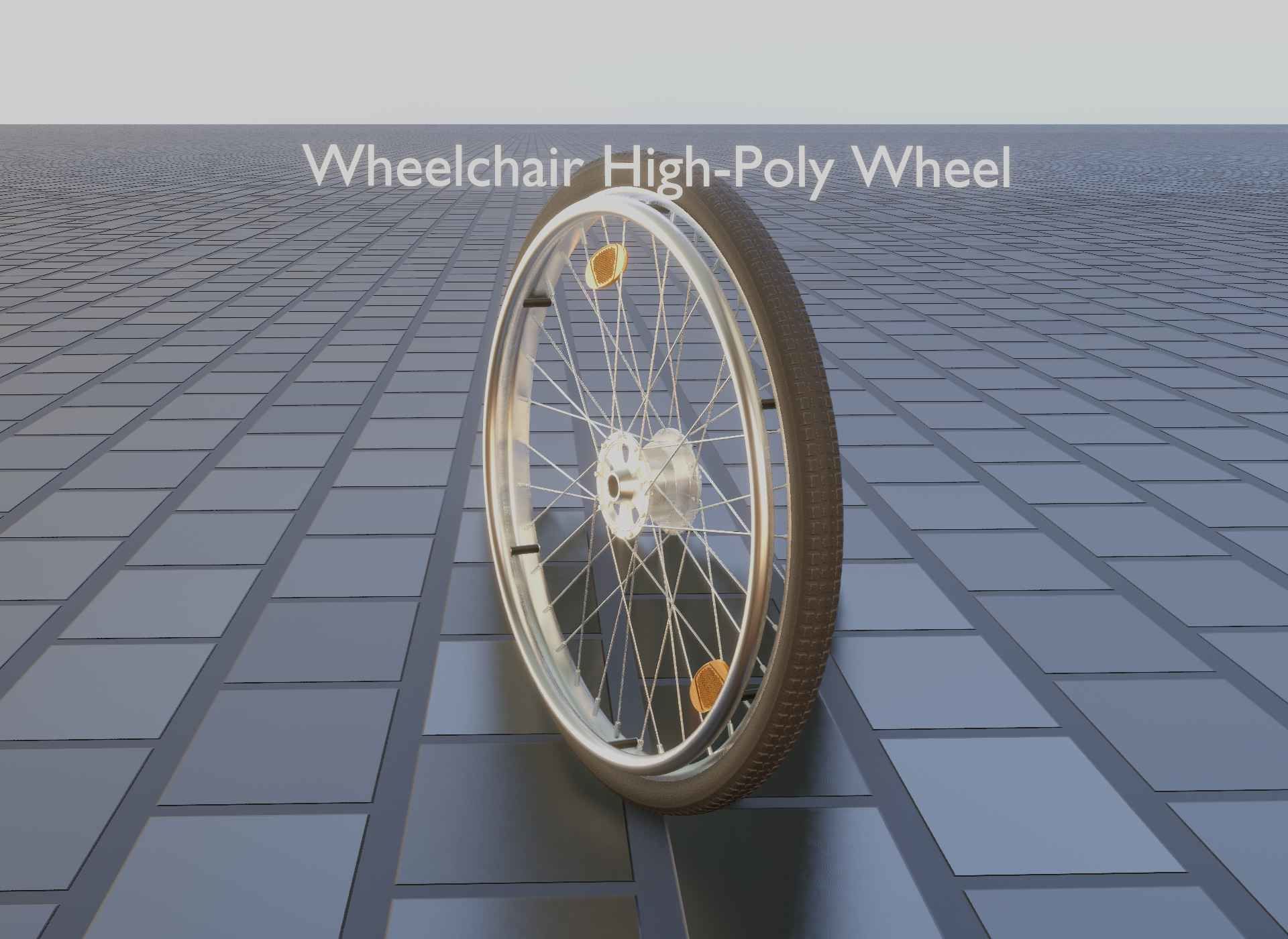 Wheelchair Wheel with Procedural PBR Material Setup 3D model_34