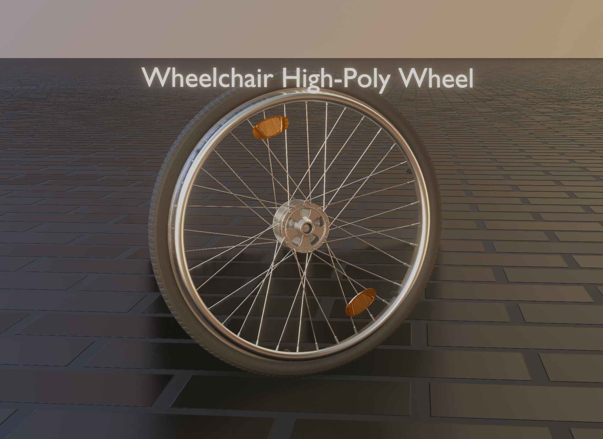 Wheelchair Wheel with Procedural PBR Material Setup 3D model_7