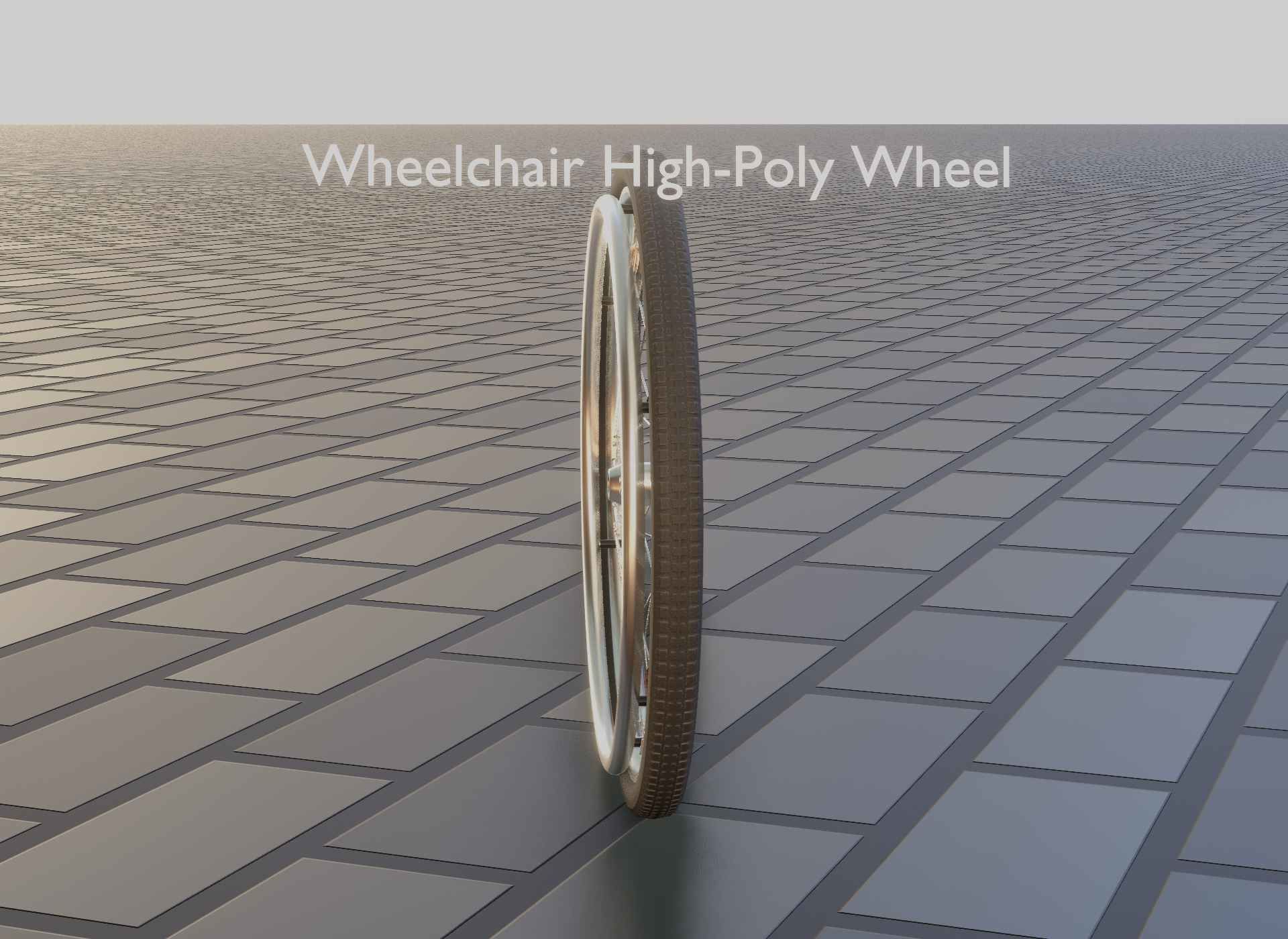 Wheelchair Wheel with Procedural PBR Material Setup 3D model_42