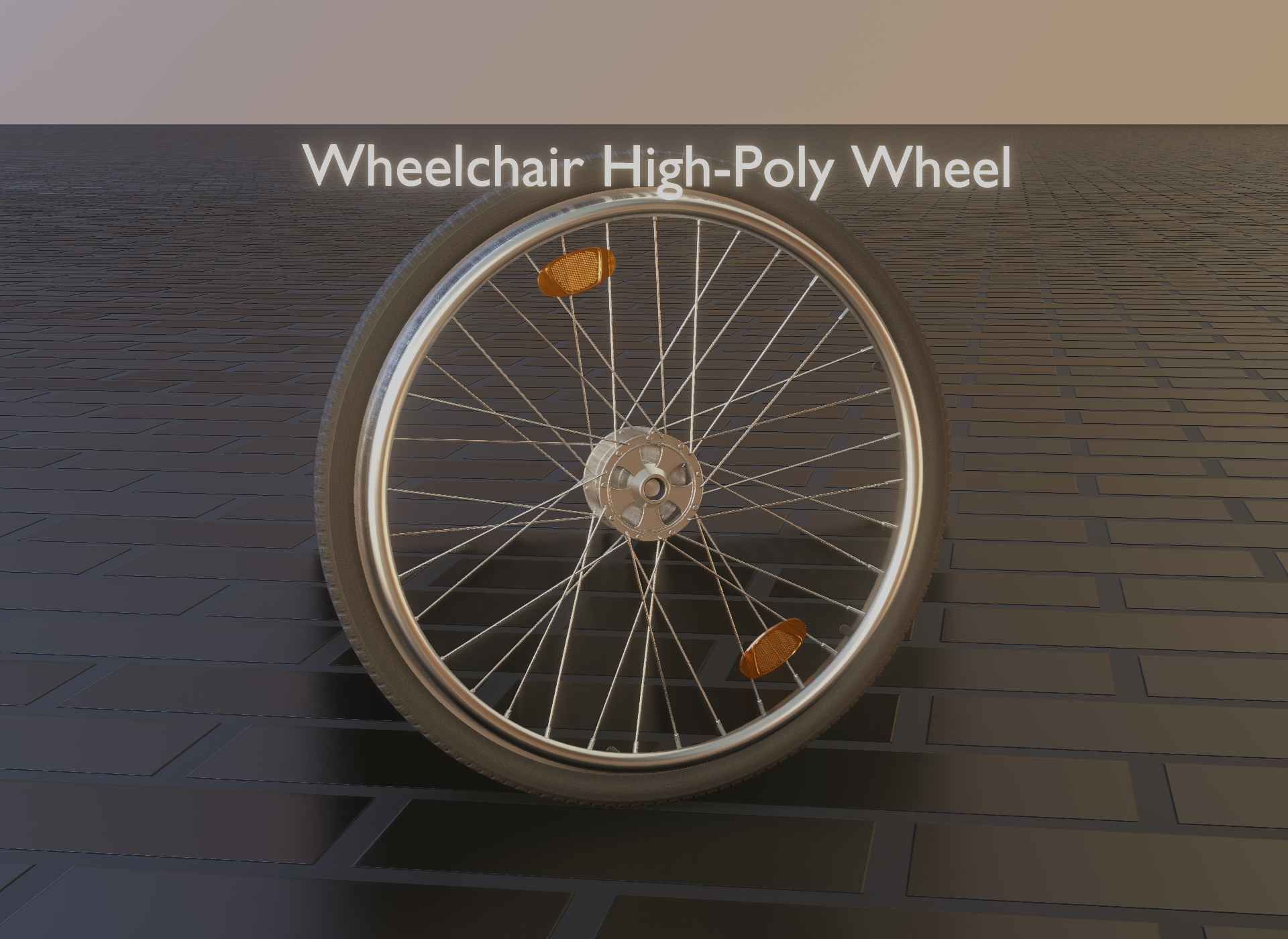 Wheelchair Wheel with Procedural PBR Material Setup 3D model_8