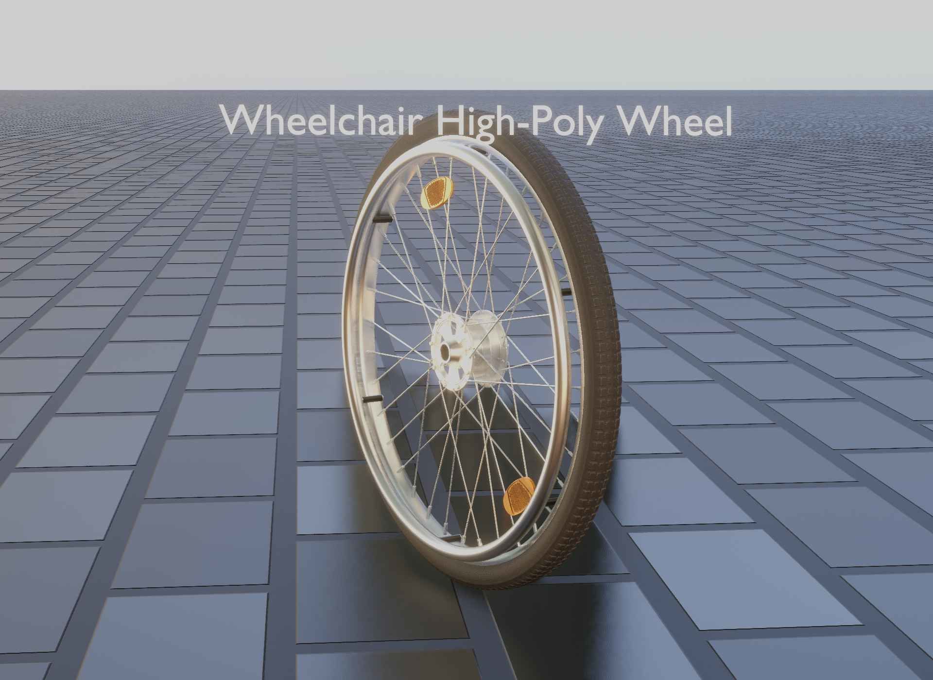 Wheelchair Wheel with Procedural PBR Material Setup 3D model_33