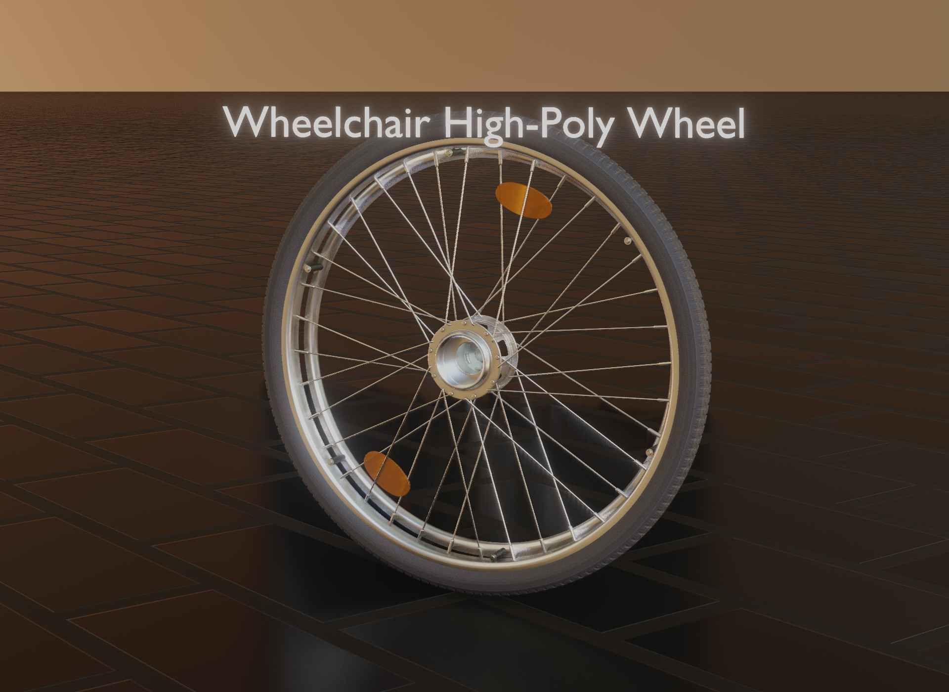 Wheelchair Wheel with Procedural PBR Material Setup 3D model_79