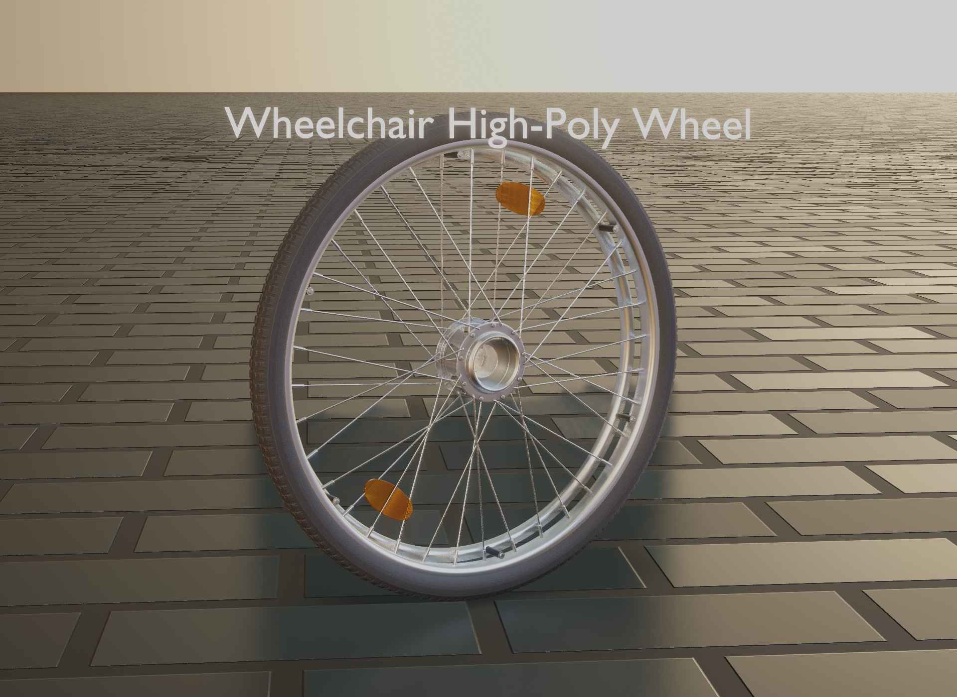 Wheelchair Wheel with Procedural PBR Material Setup 3D model_63
