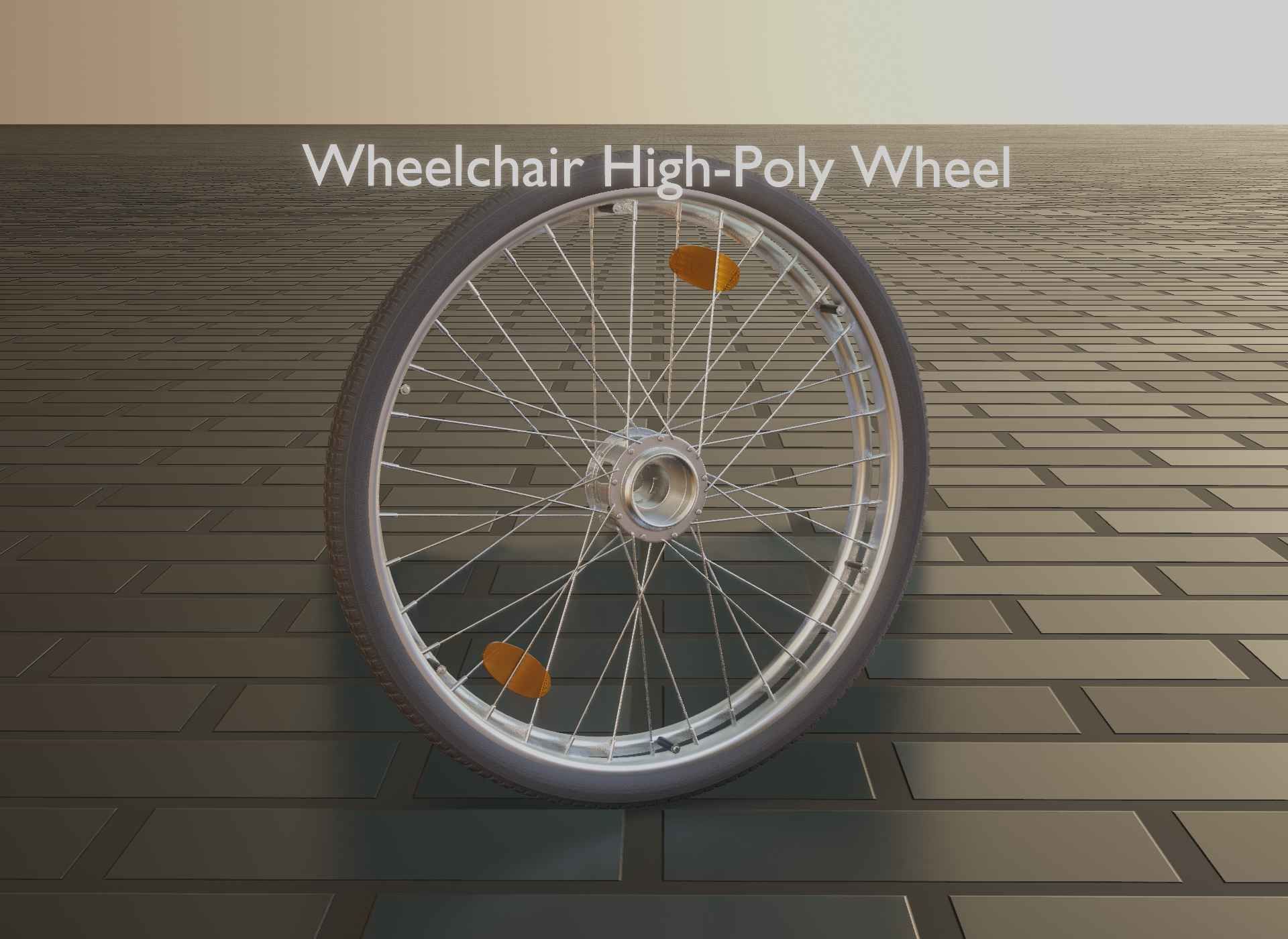 Wheelchair Wheel with Procedural PBR Material Setup 3D model_65