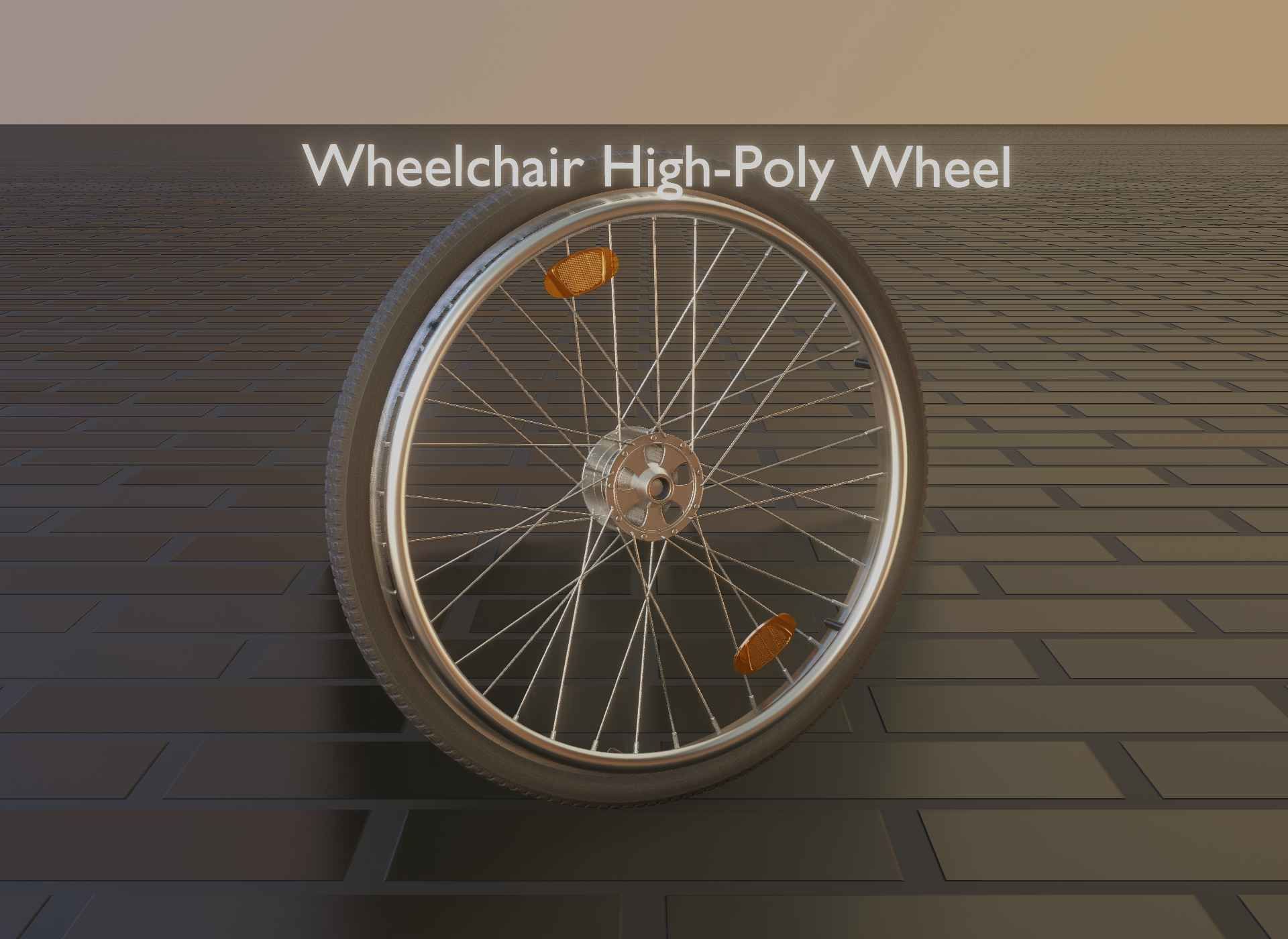 Wheelchair Wheel with Procedural PBR Material Setup 3D model_5