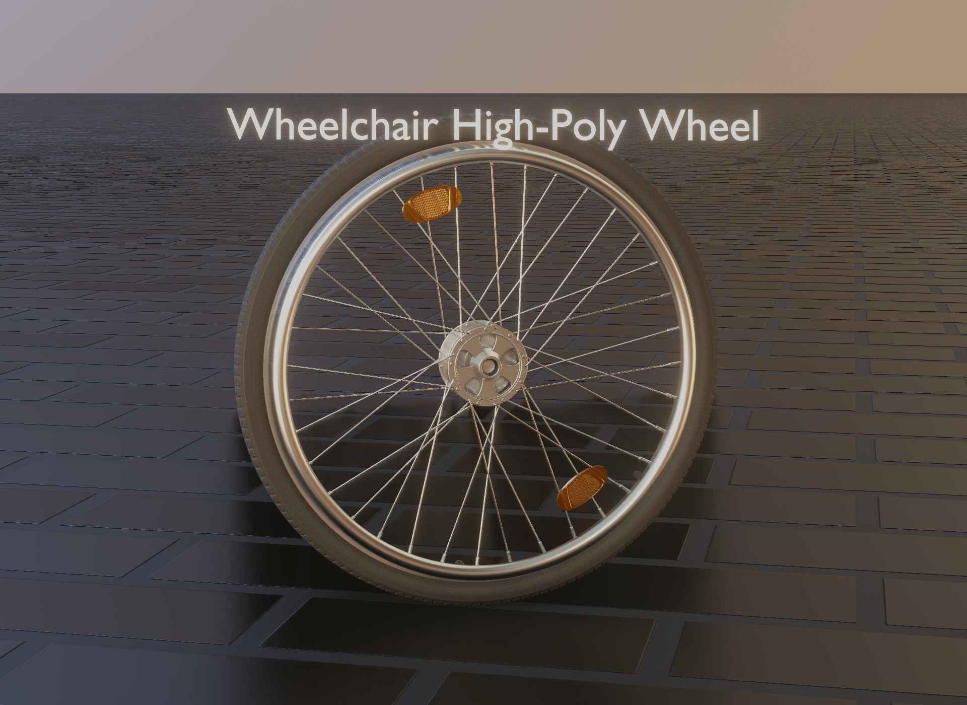 Wheelchair Wheel with Procedural PBR Material Setup 3D model_9