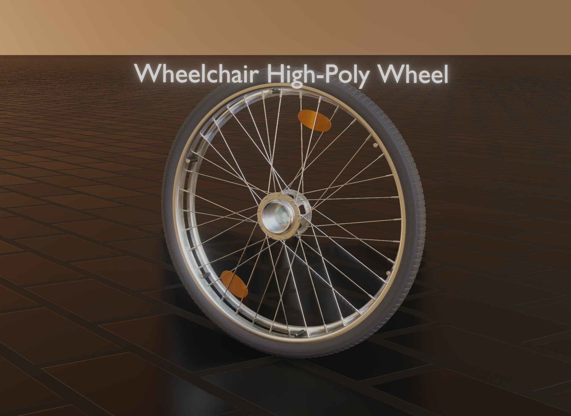 Wheelchair Wheel with Procedural PBR Material Setup 3D model_77