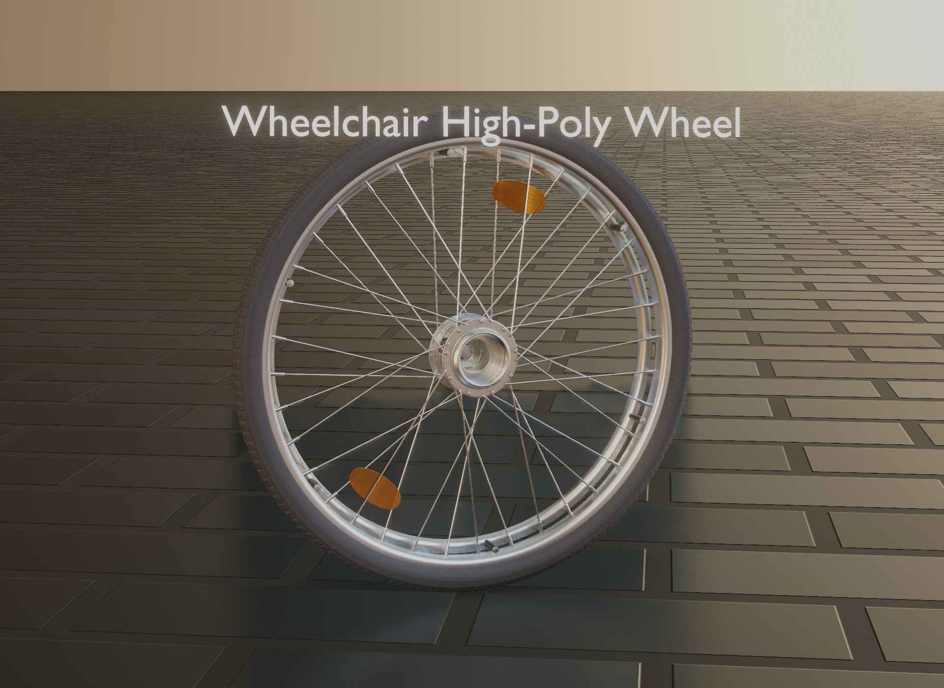 Wheelchair Wheel with Procedural PBR Material Setup 3D model_67