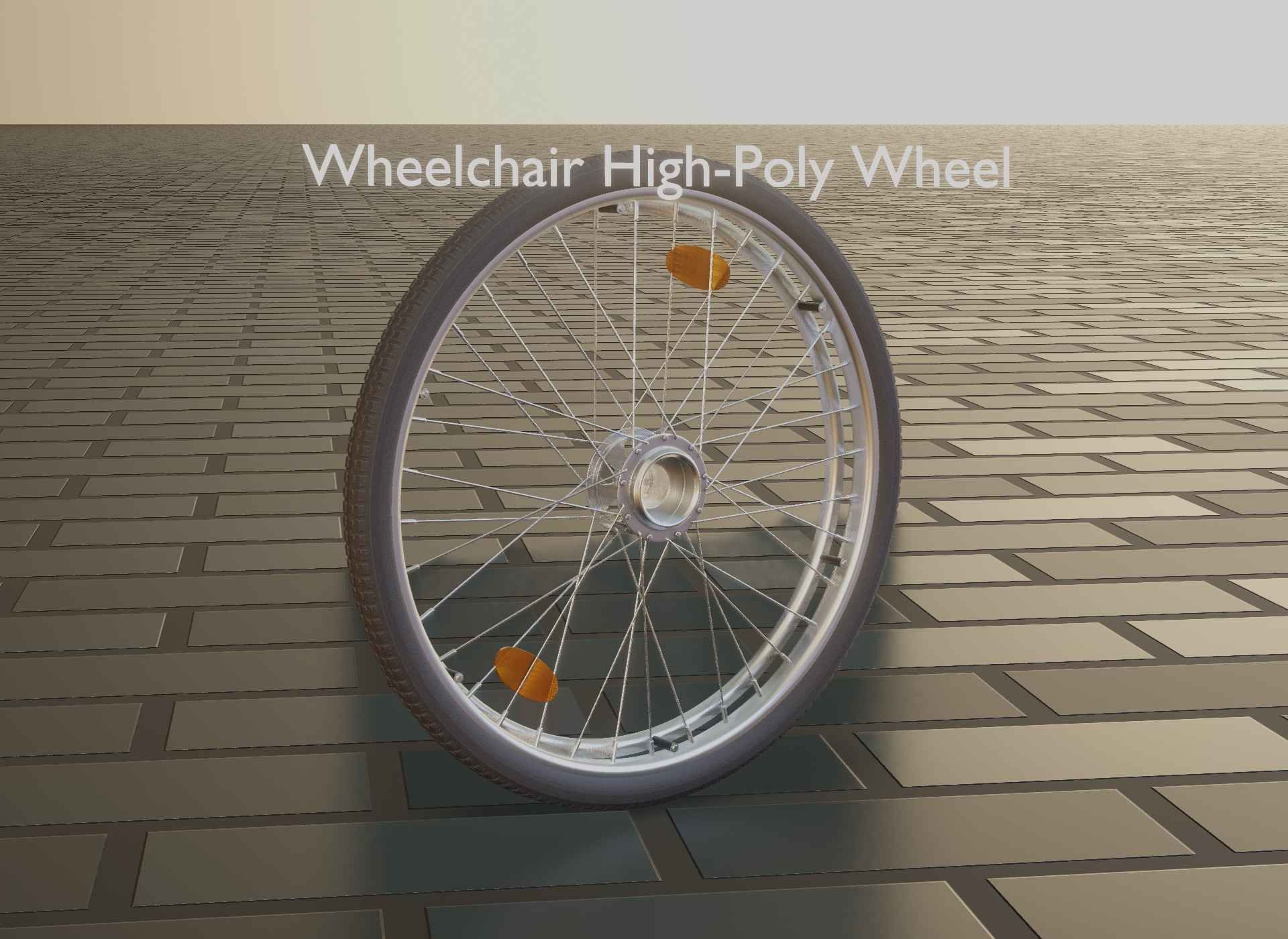 Wheelchair Wheel with Procedural PBR Material Setup 3D model_62