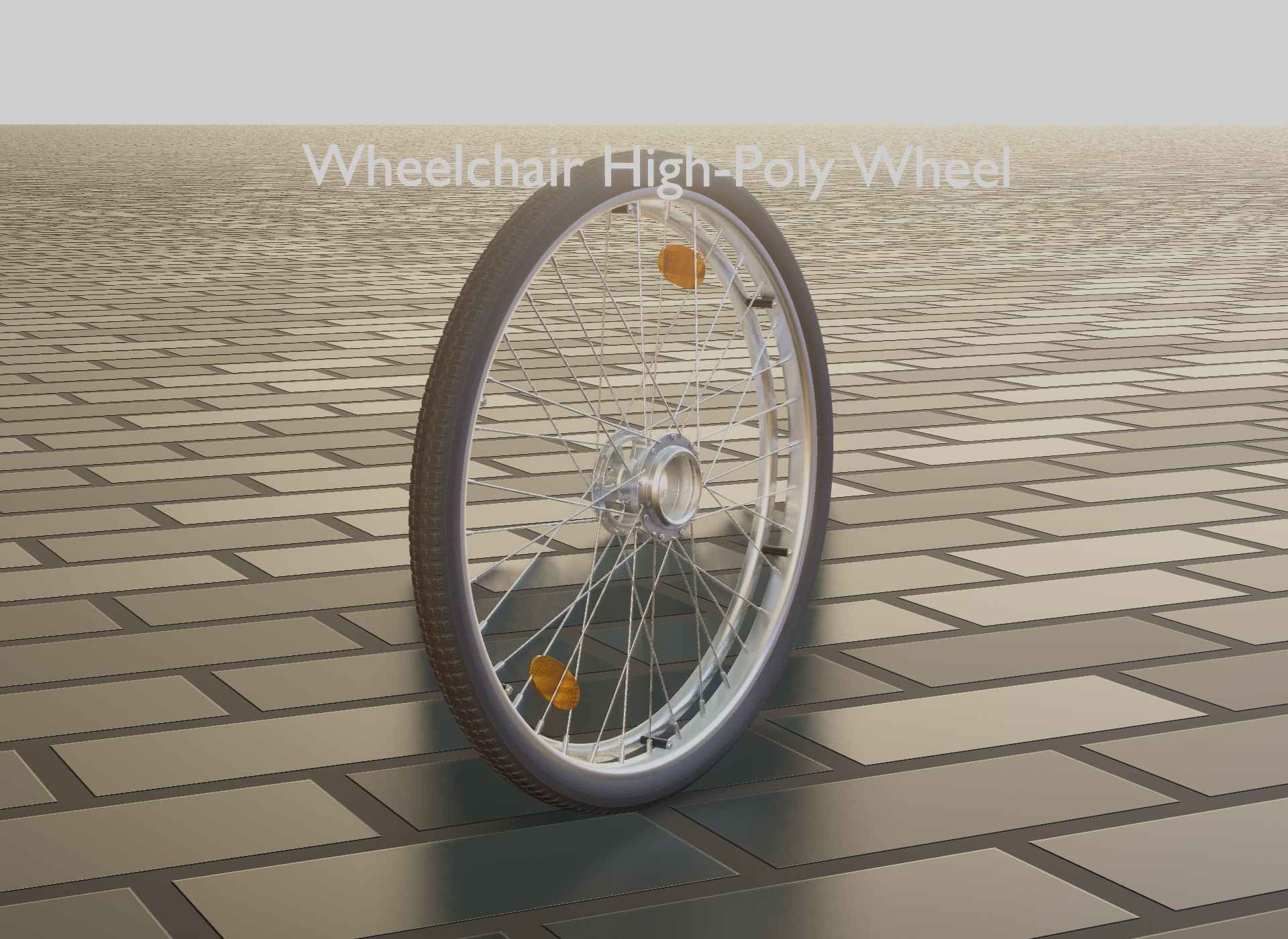 Wheelchair Wheel with Procedural PBR Material Setup 3D model_56