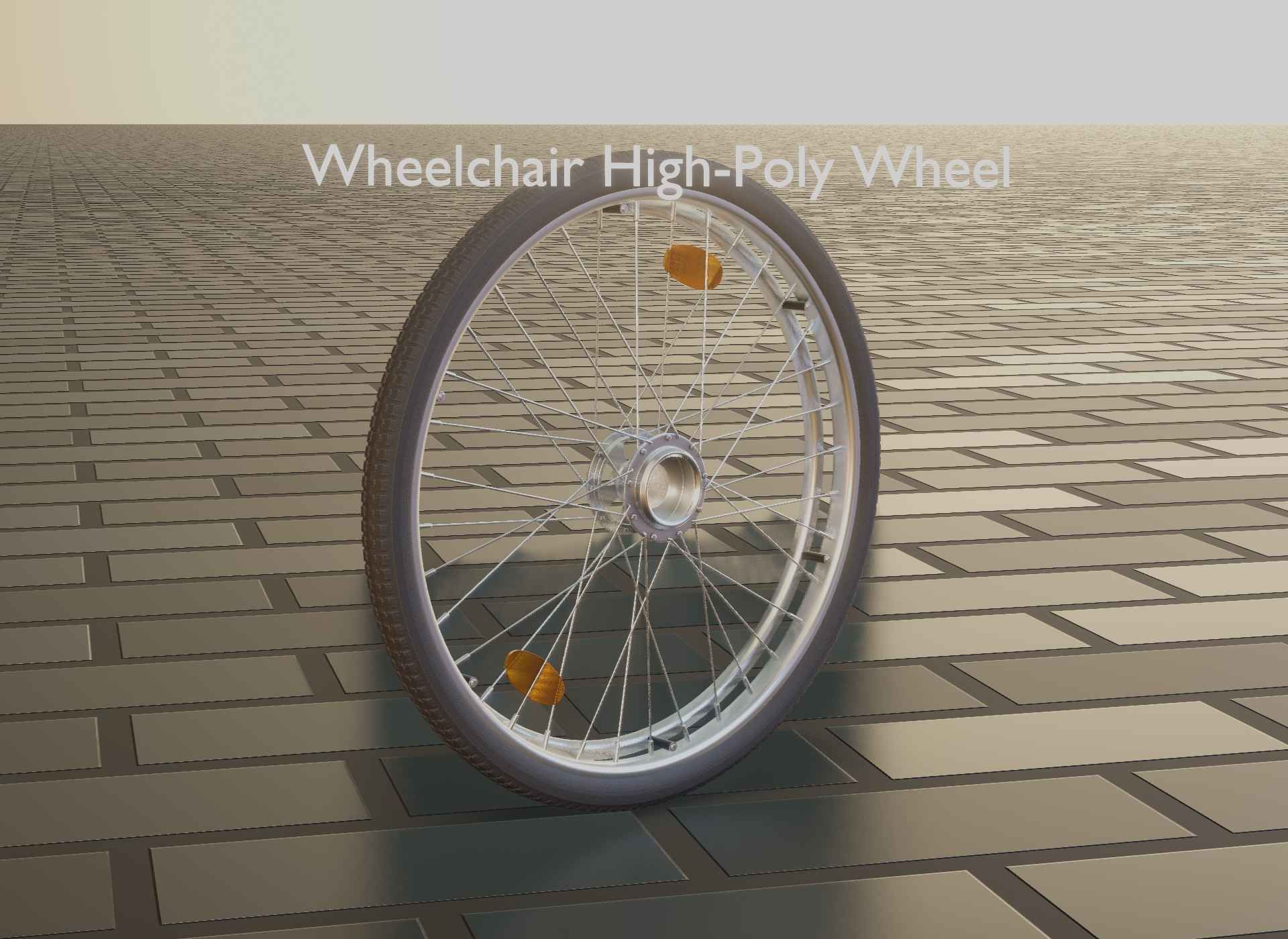 Wheelchair Wheel with Procedural PBR Material Setup 3D model_60