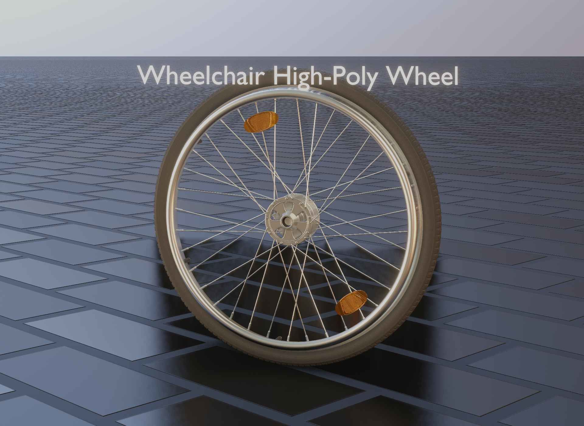 Wheelchair Wheel with Procedural PBR Material Setup 3D model_20