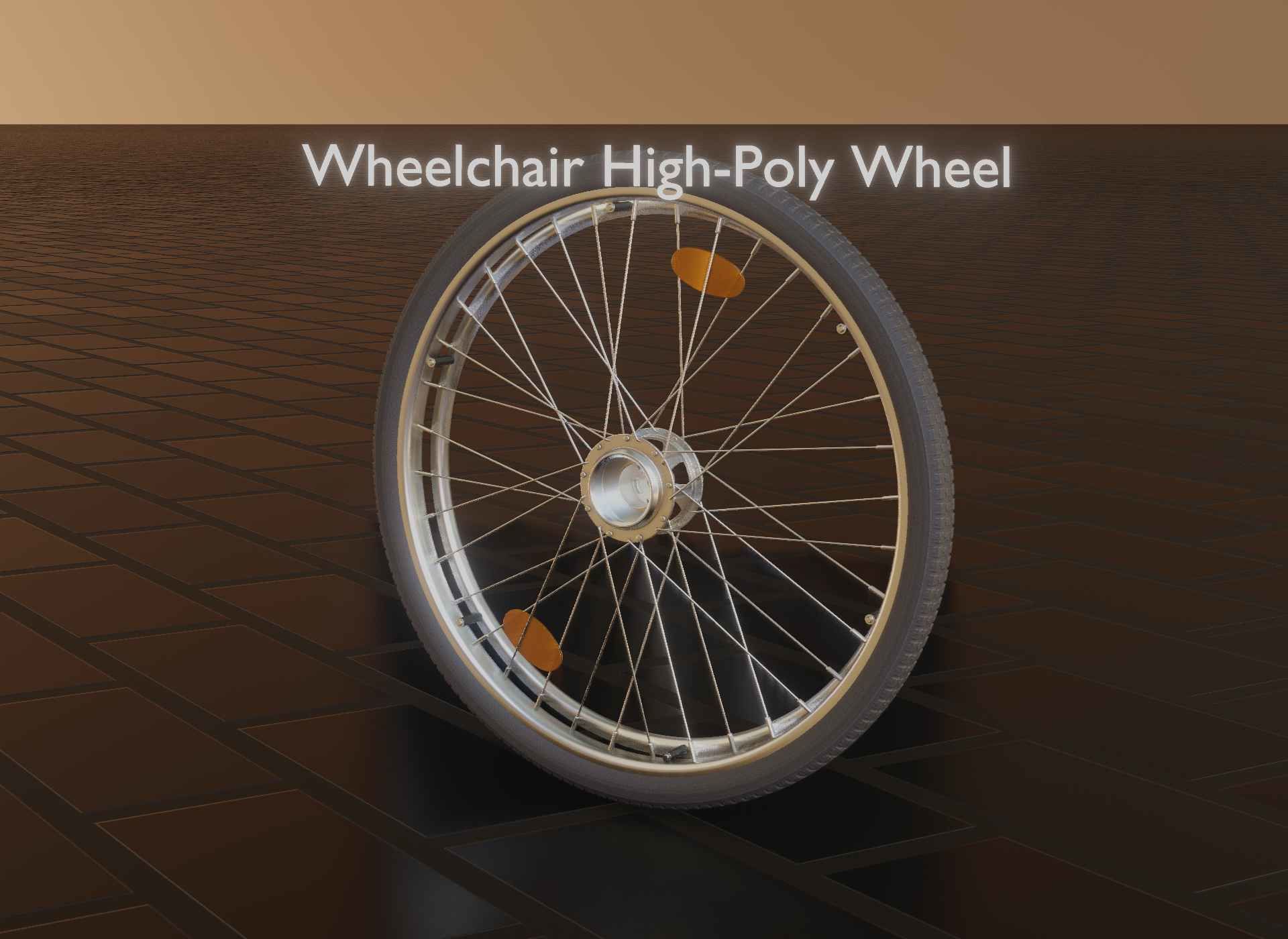Wheelchair Wheel with Procedural PBR Material Setup 3D model_82
