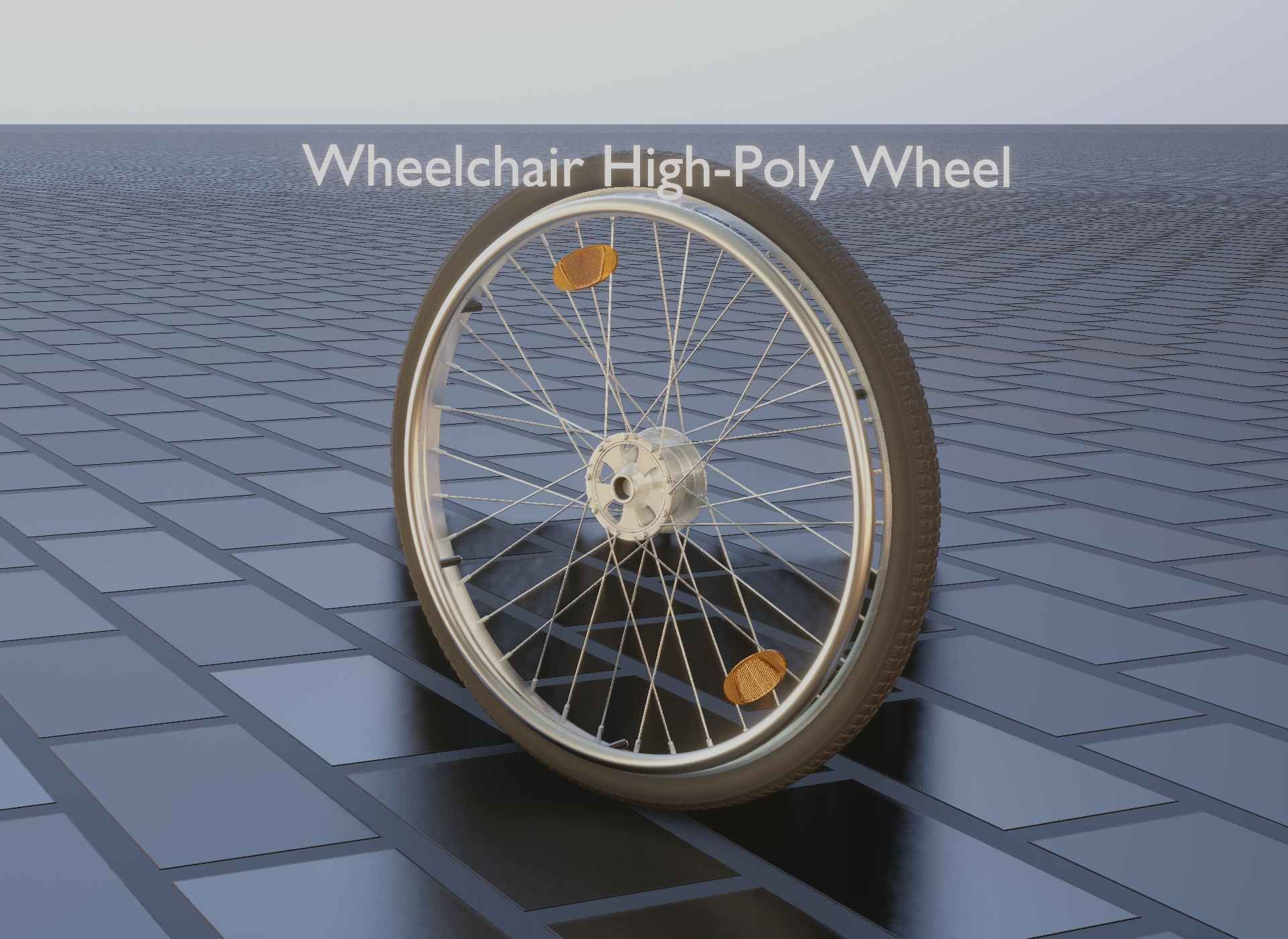 Wheelchair Wheel with Procedural PBR Material Setup 3D model_26