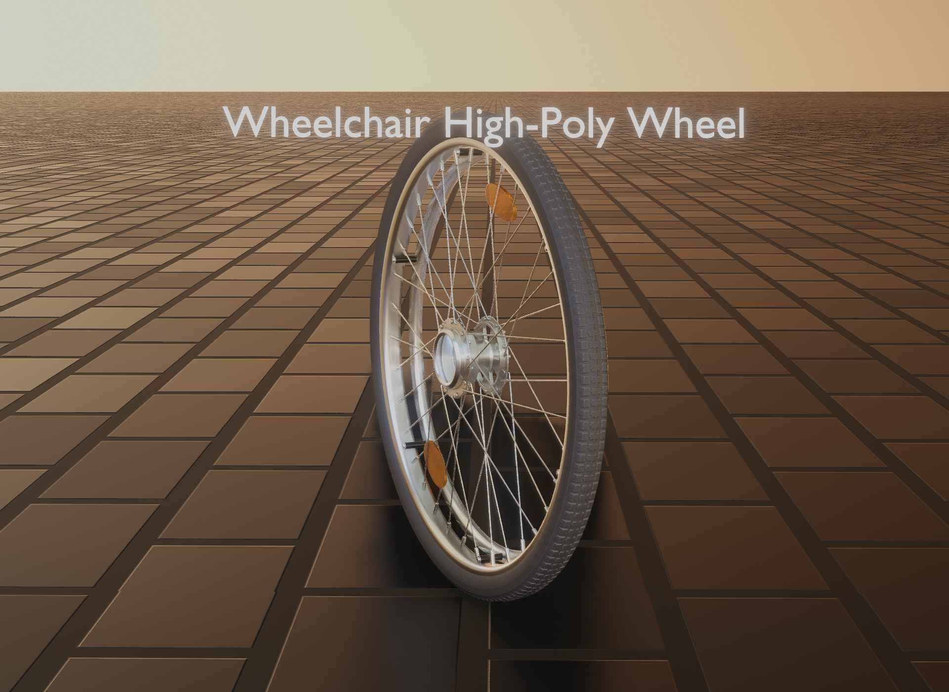 Wheelchair Wheel with Procedural PBR Material Setup 3D model_93