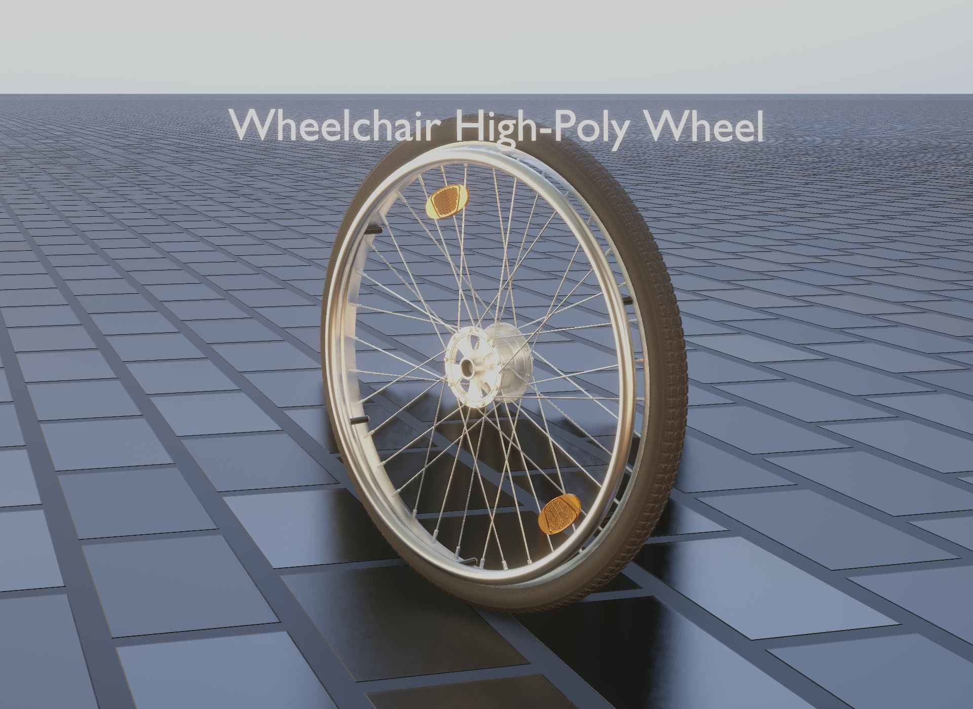 Wheelchair Wheel with Procedural PBR Material Setup 3D model_29