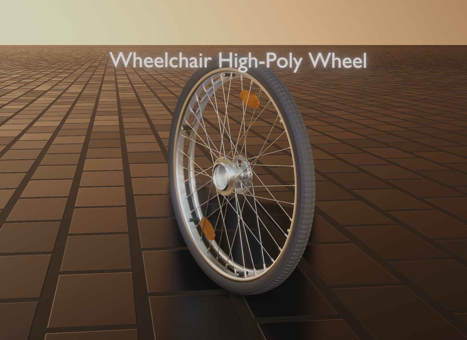 Wheelchair Wheel with Procedural PBR Material Setup 3D model_97