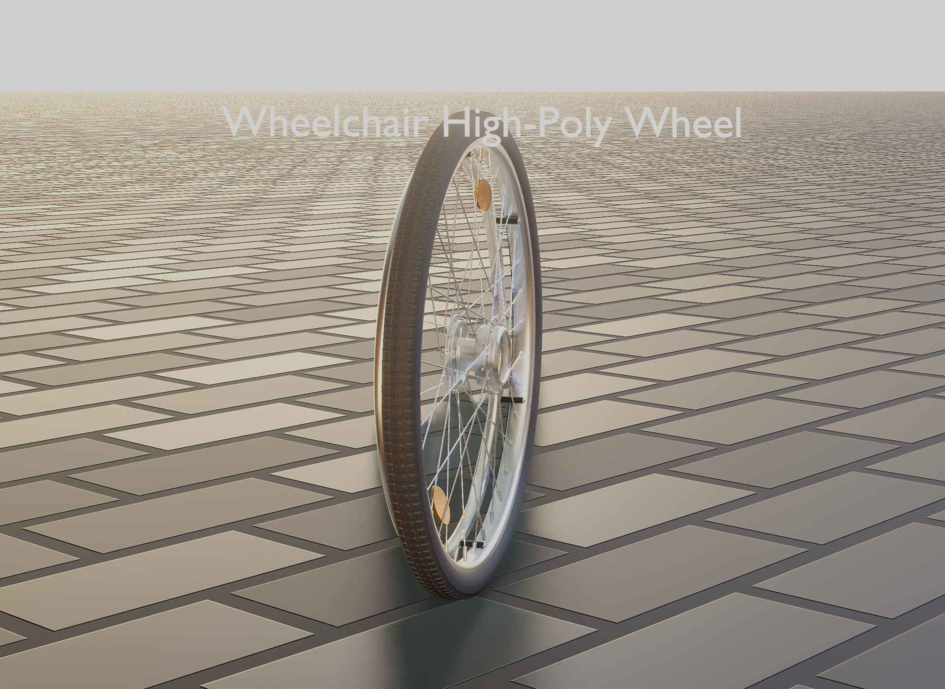Wheelchair Wheel with Procedural PBR Material Setup 3D model_49