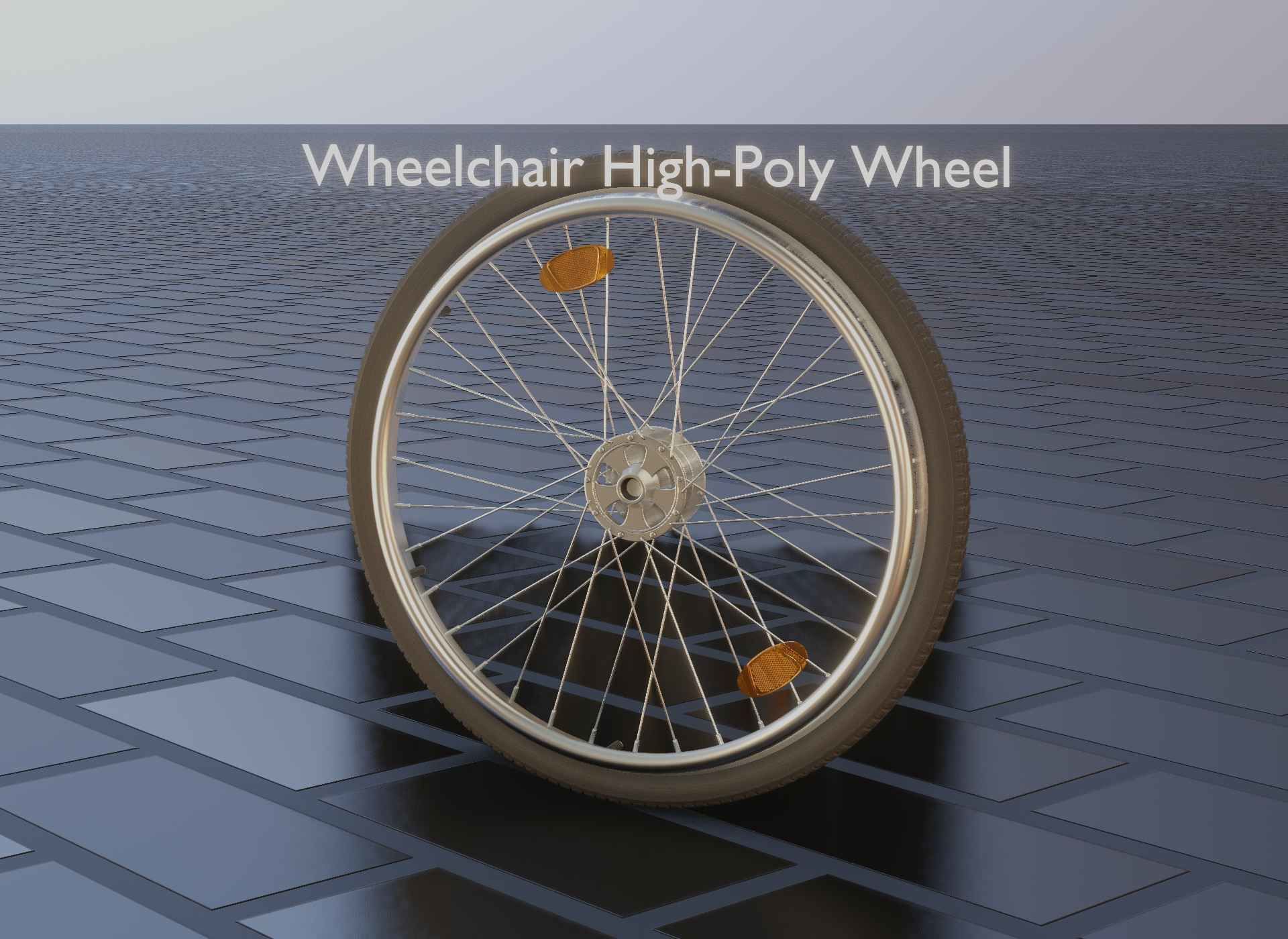 Wheelchair Wheel with Procedural PBR Material Setup 3D model_21
