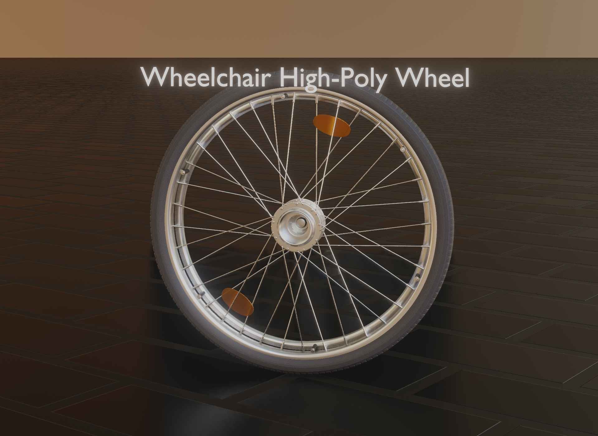 Wheelchair Wheel with Procedural PBR Material Setup 3D model_74