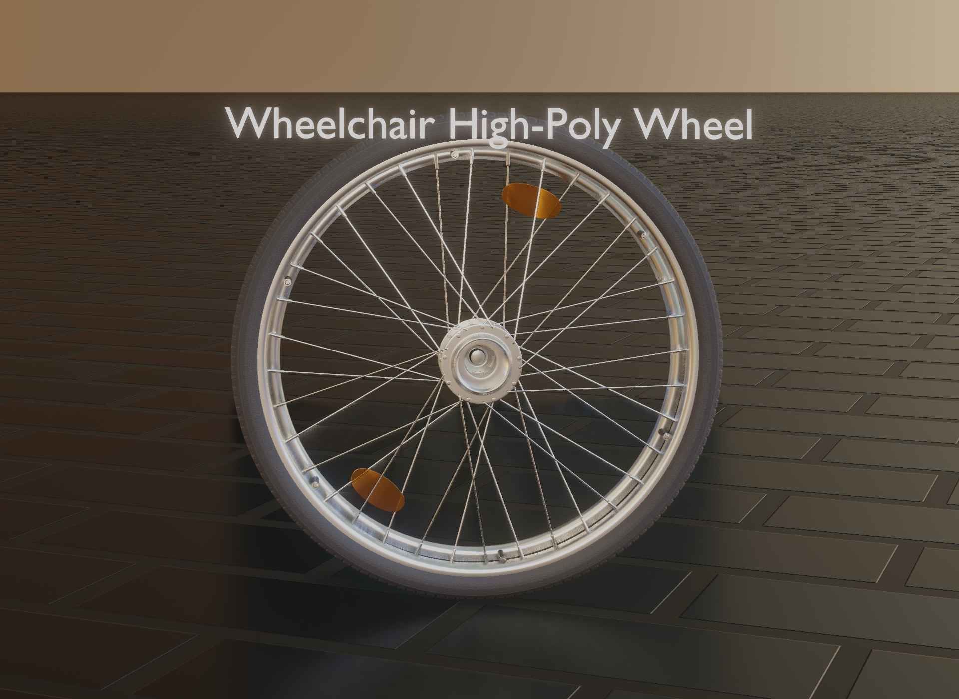 Wheelchair Wheel with Procedural PBR Material Setup 3D model_72