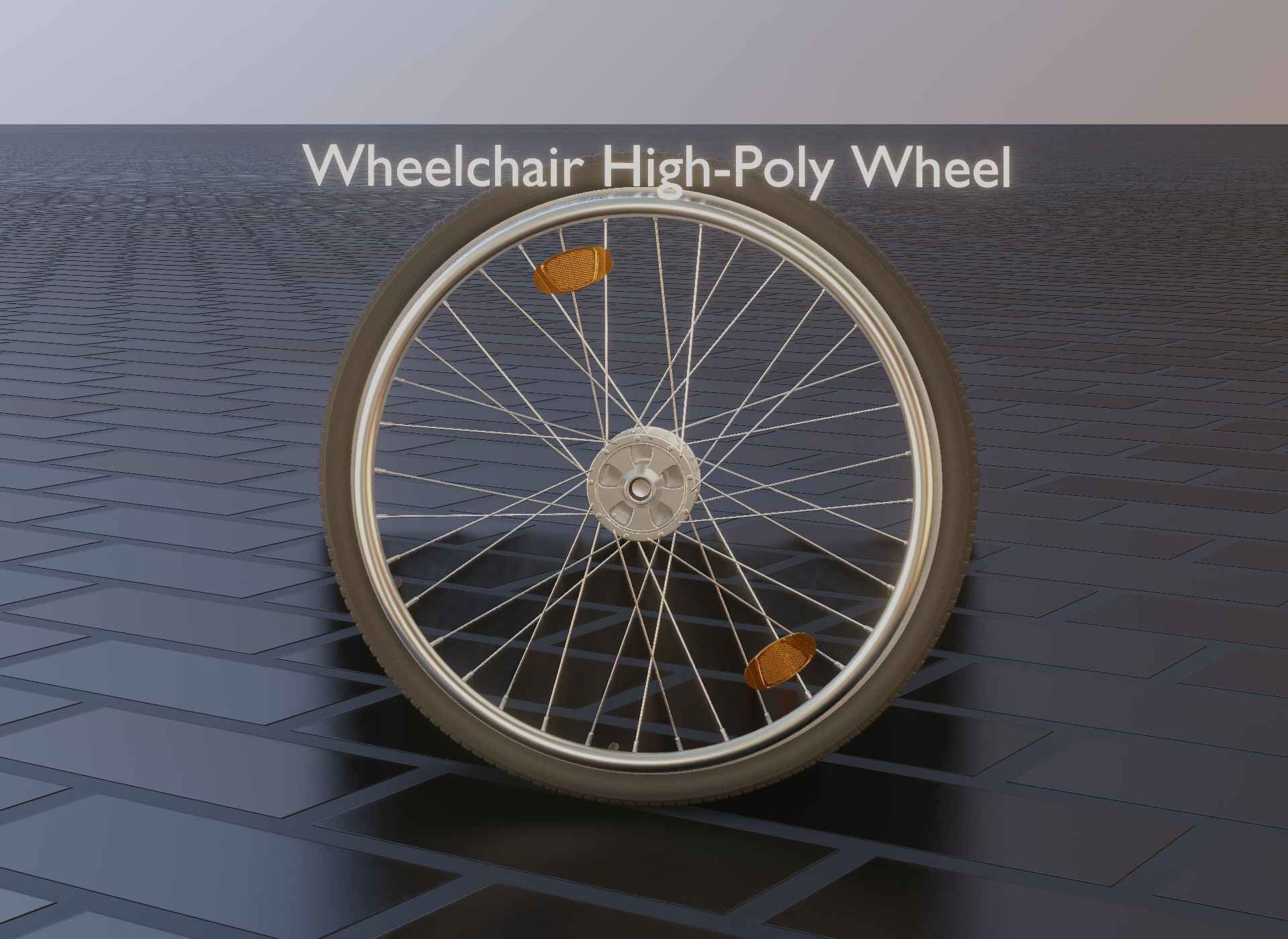 Wheelchair Wheel with Procedural PBR Material Setup 3D model_16