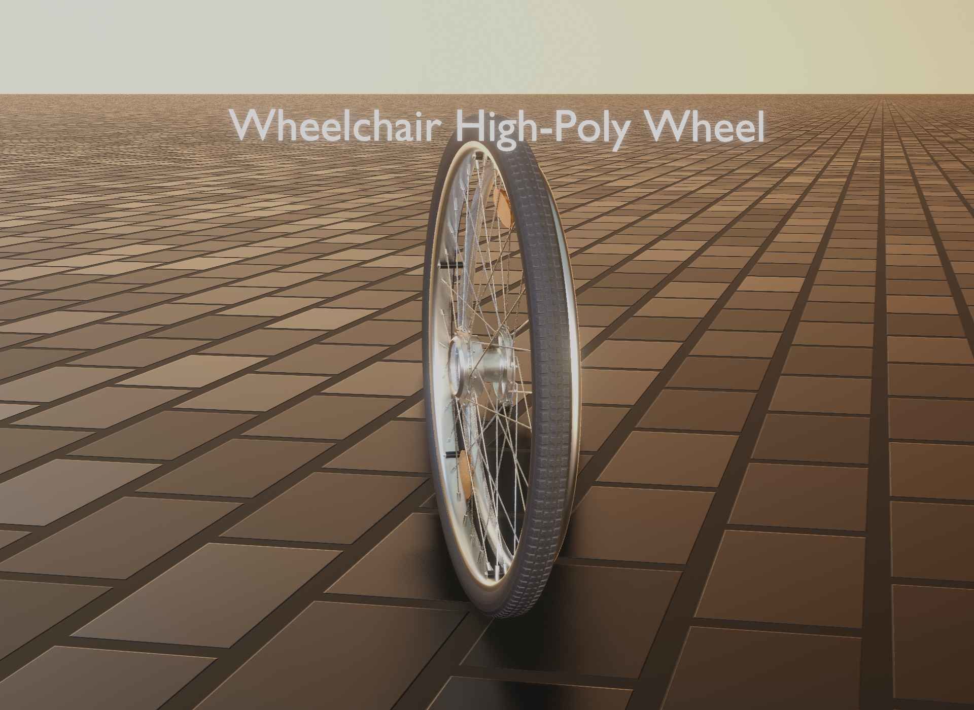 Wheelchair Wheel with Procedural PBR Material Setup 3D model_90