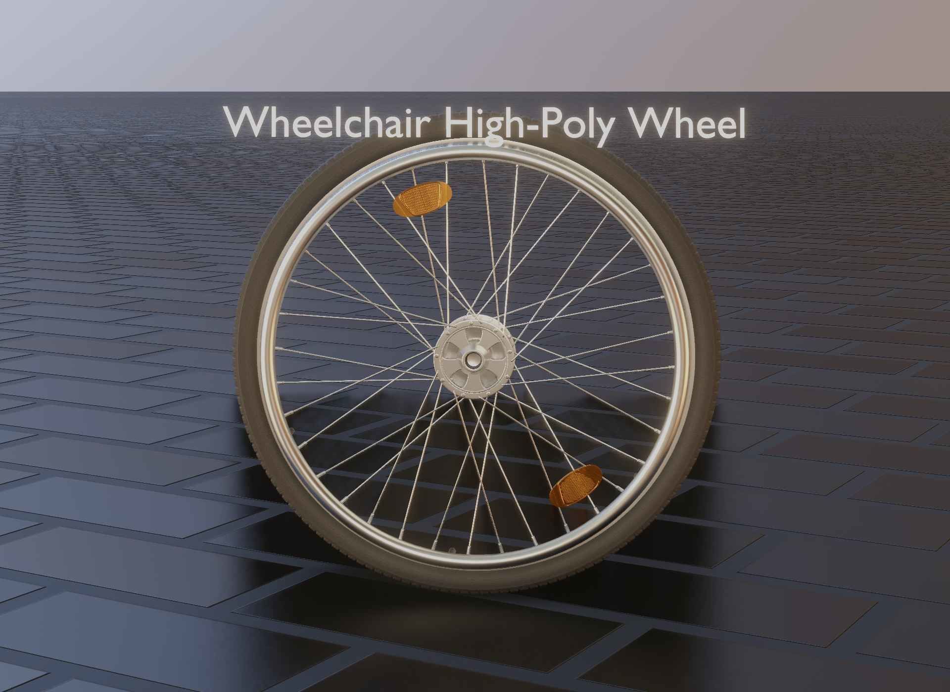 Wheelchair Wheel with Procedural PBR Material Setup 3D model_15