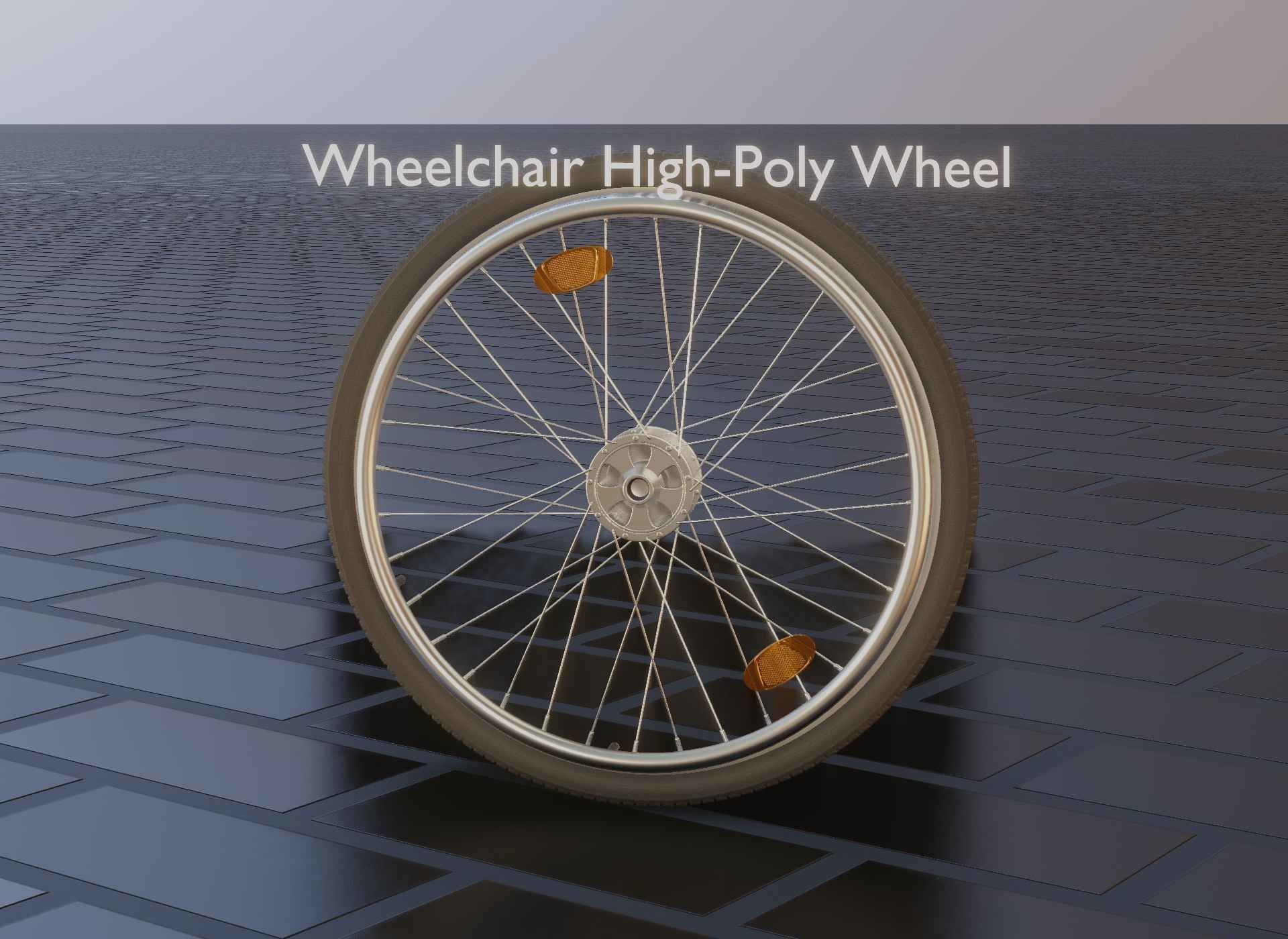 Wheelchair Wheel with Procedural PBR Material Setup 3D model_17