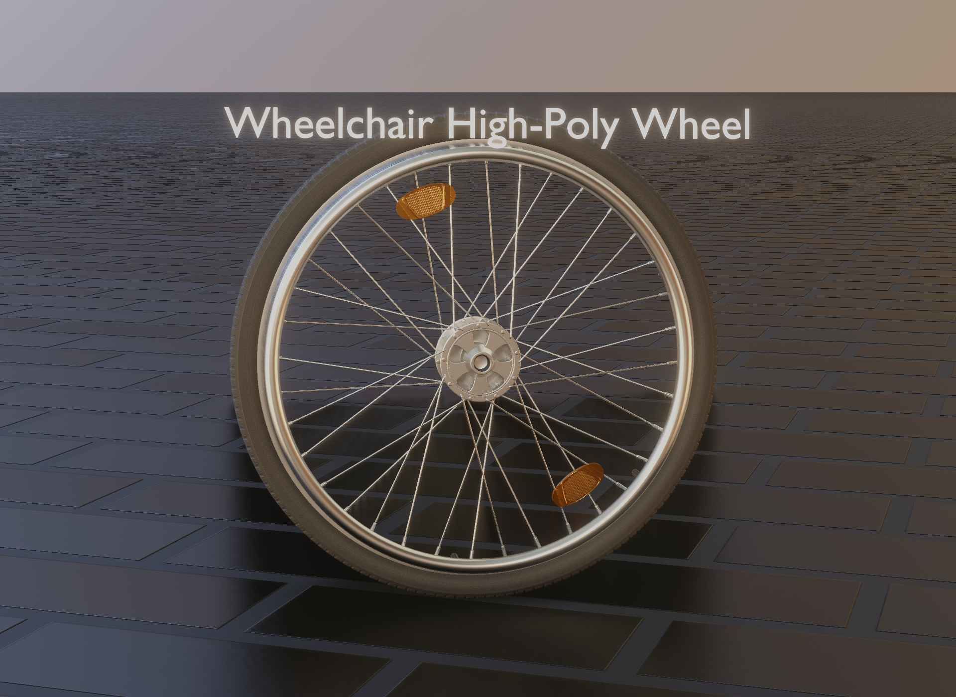 Wheelchair Wheel with Procedural PBR Material Setup 3D model_11