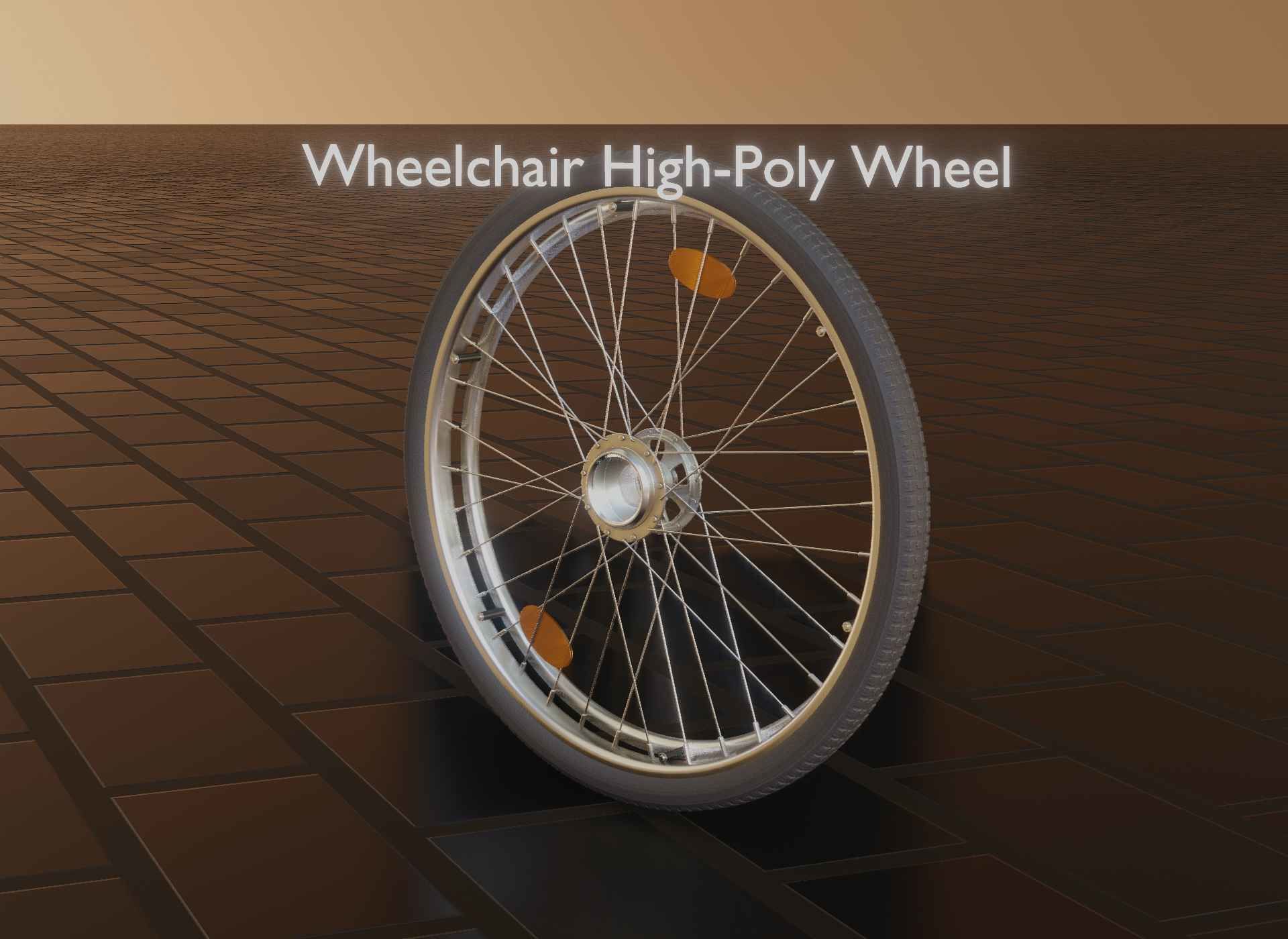 Wheelchair Wheel with Procedural PBR Material Setup 3D model_98