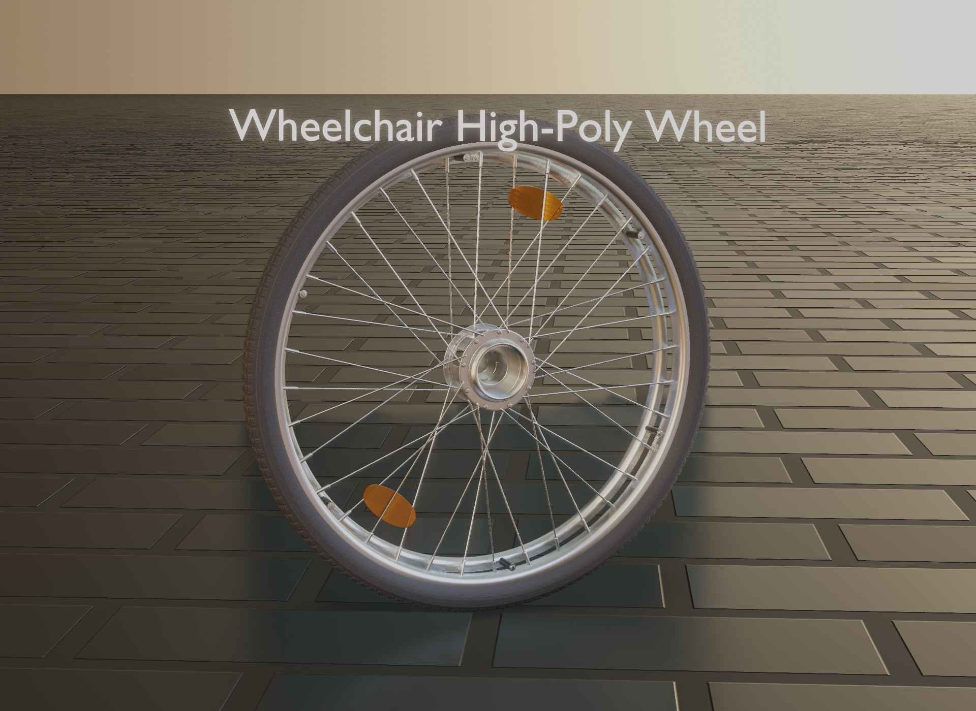 Wheelchair Wheel with Procedural PBR Material Setup 3D model_66