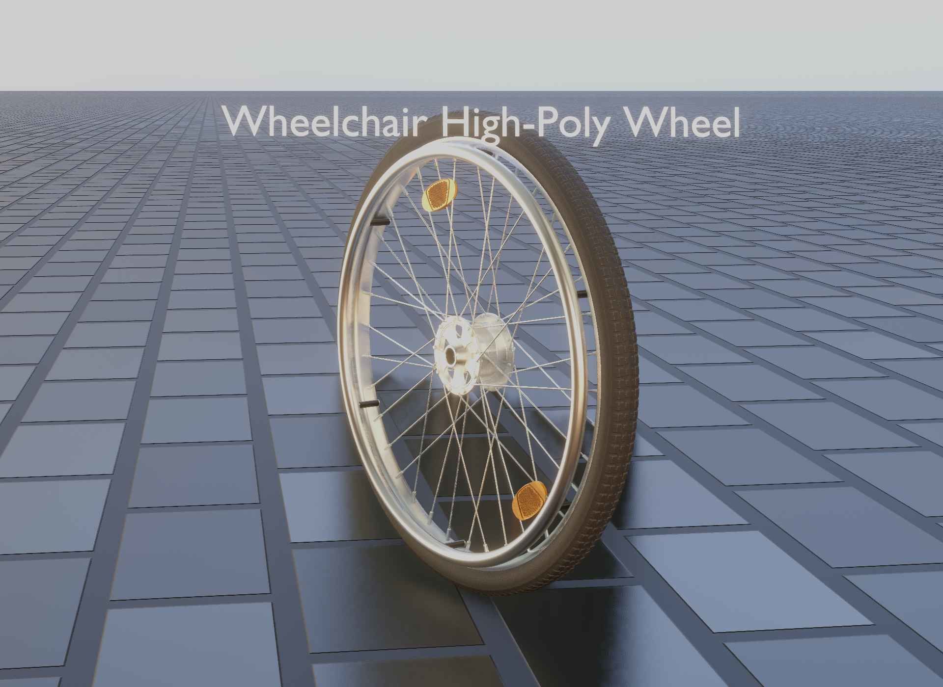 Wheelchair Wheel with Procedural PBR Material Setup 3D model_32