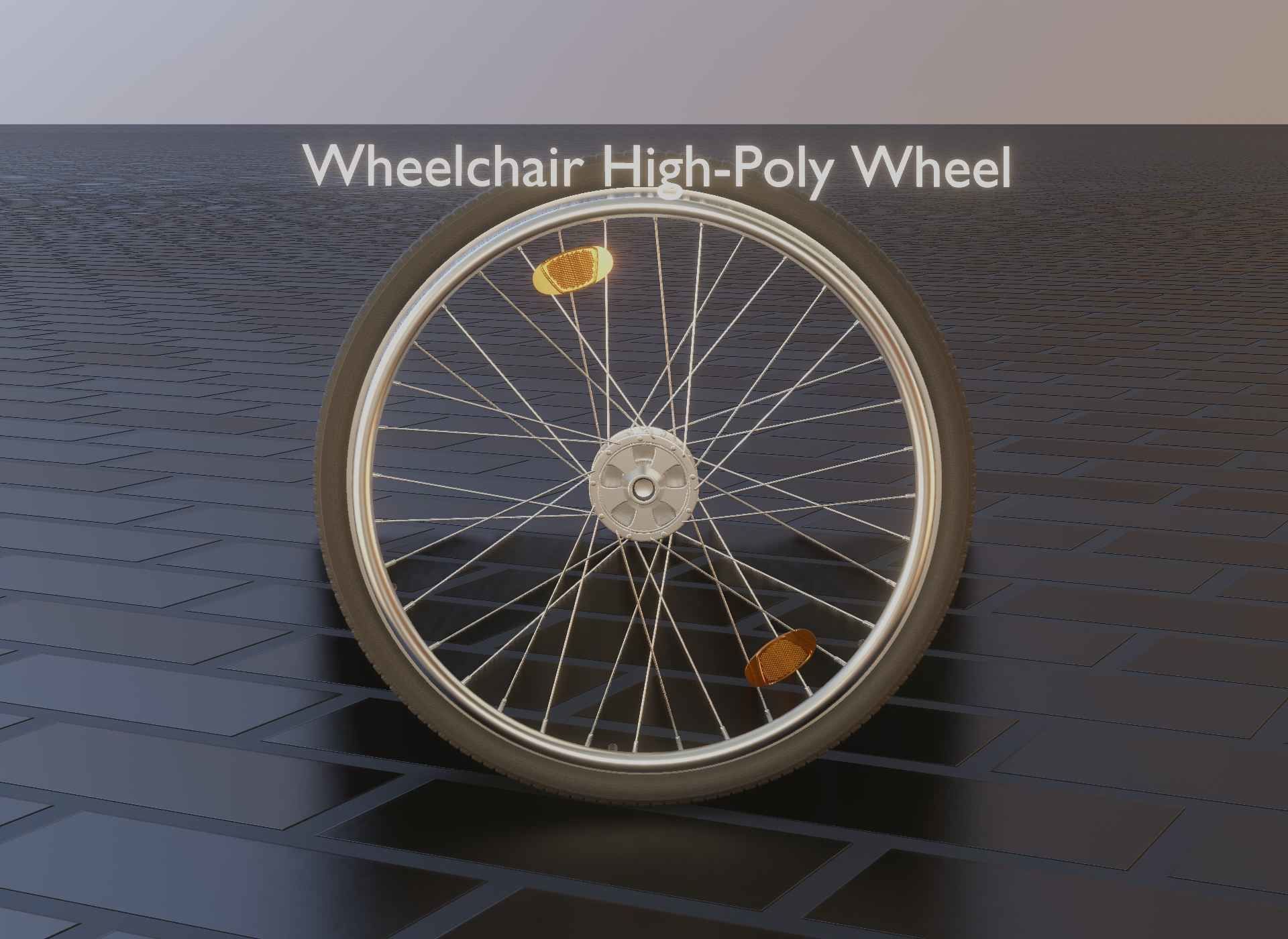 Wheelchair Wheel with Procedural PBR Material Setup 3D model_14