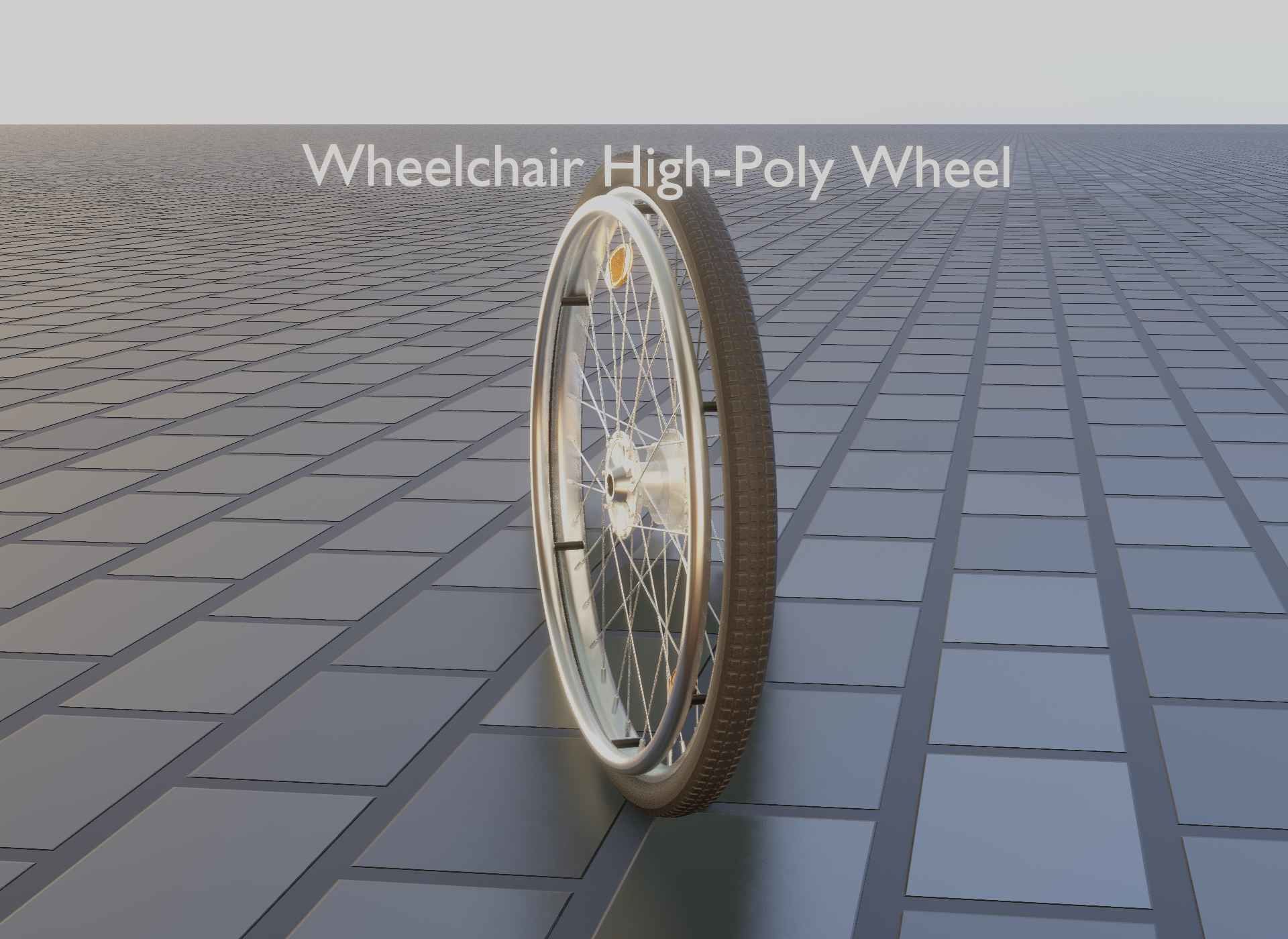 Wheelchair Wheel with Procedural PBR Material Setup 3D model_38