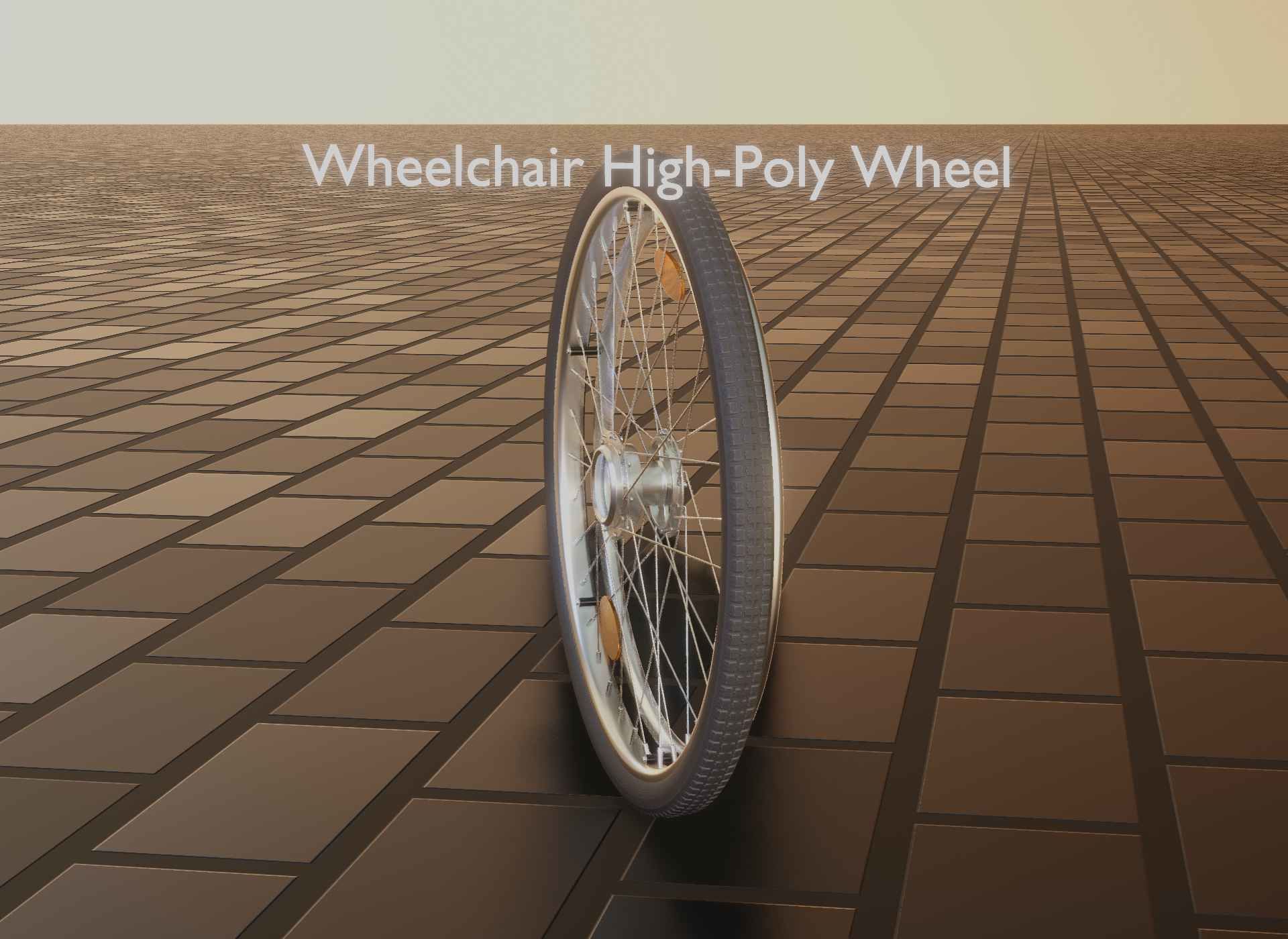 Wheelchair Wheel with Procedural PBR Material Setup 3D model_86