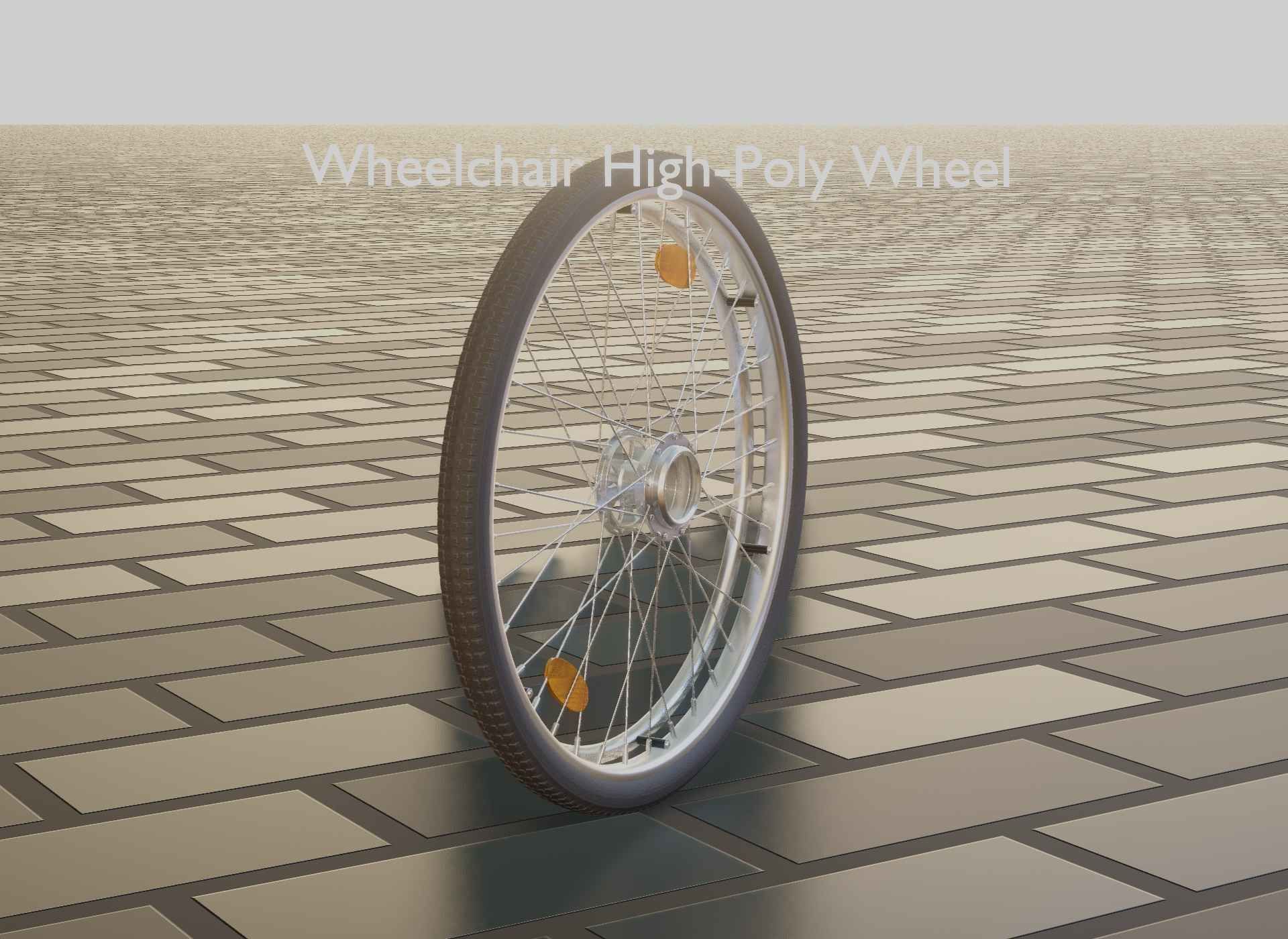 Wheelchair Wheel with Procedural PBR Material Setup 3D model_54