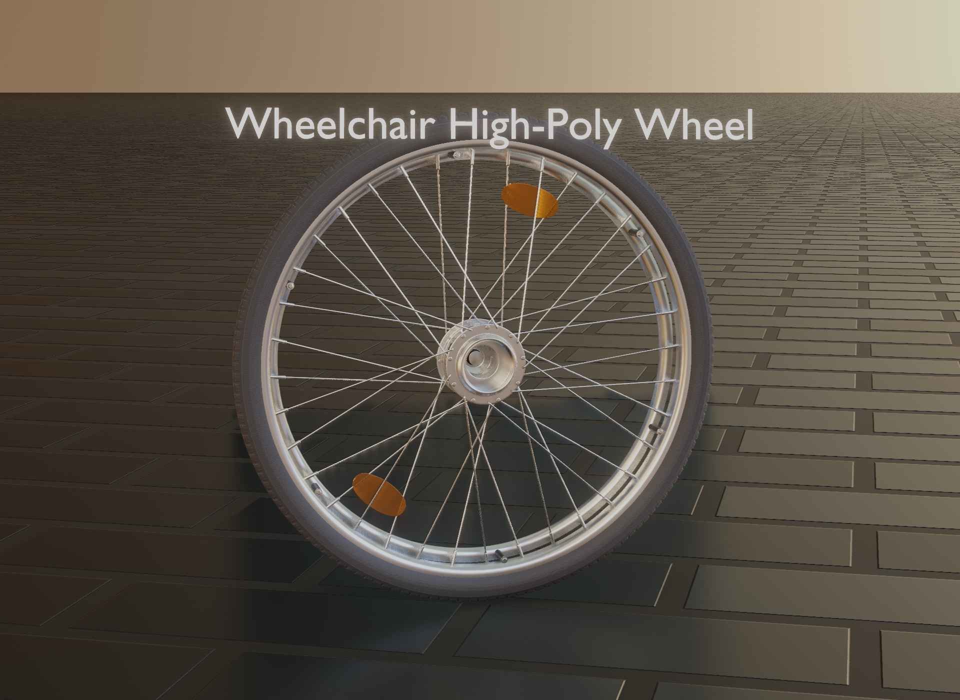 Wheelchair Wheel with Procedural PBR Material Setup 3D model_69