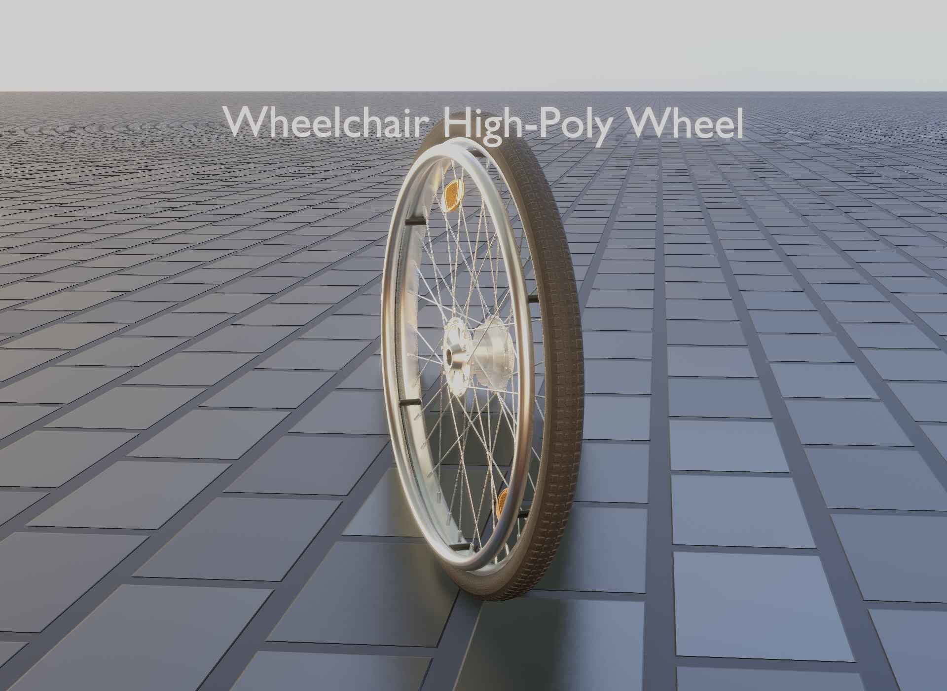 Wheelchair Wheel with Procedural PBR Material Setup 3D model_37