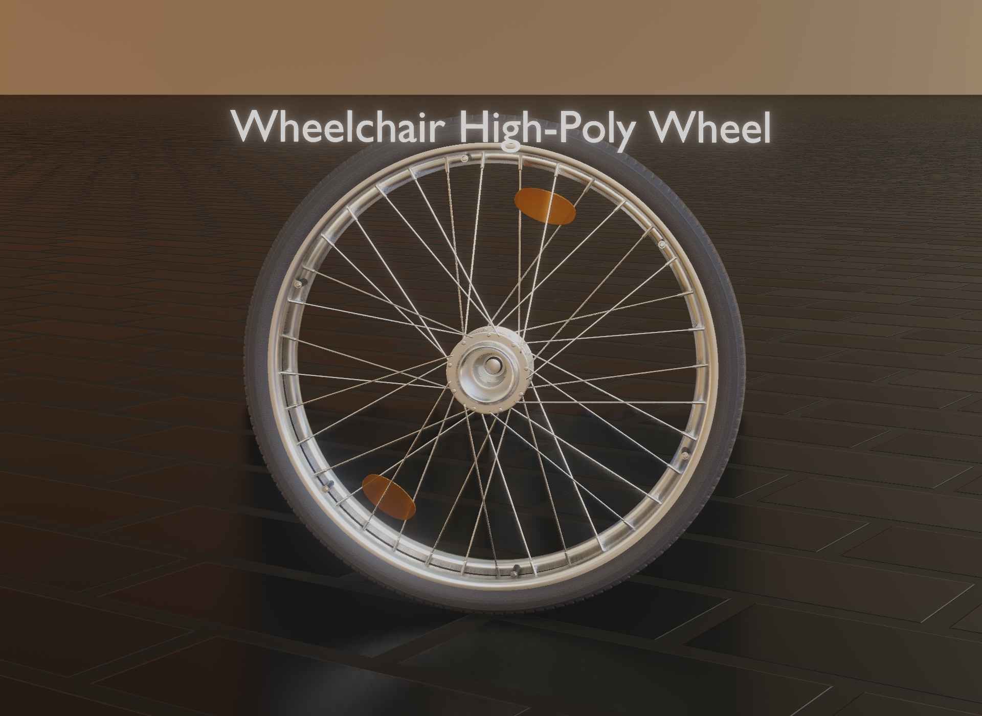 Wheelchair Wheel with Procedural PBR Material Setup 3D model_78