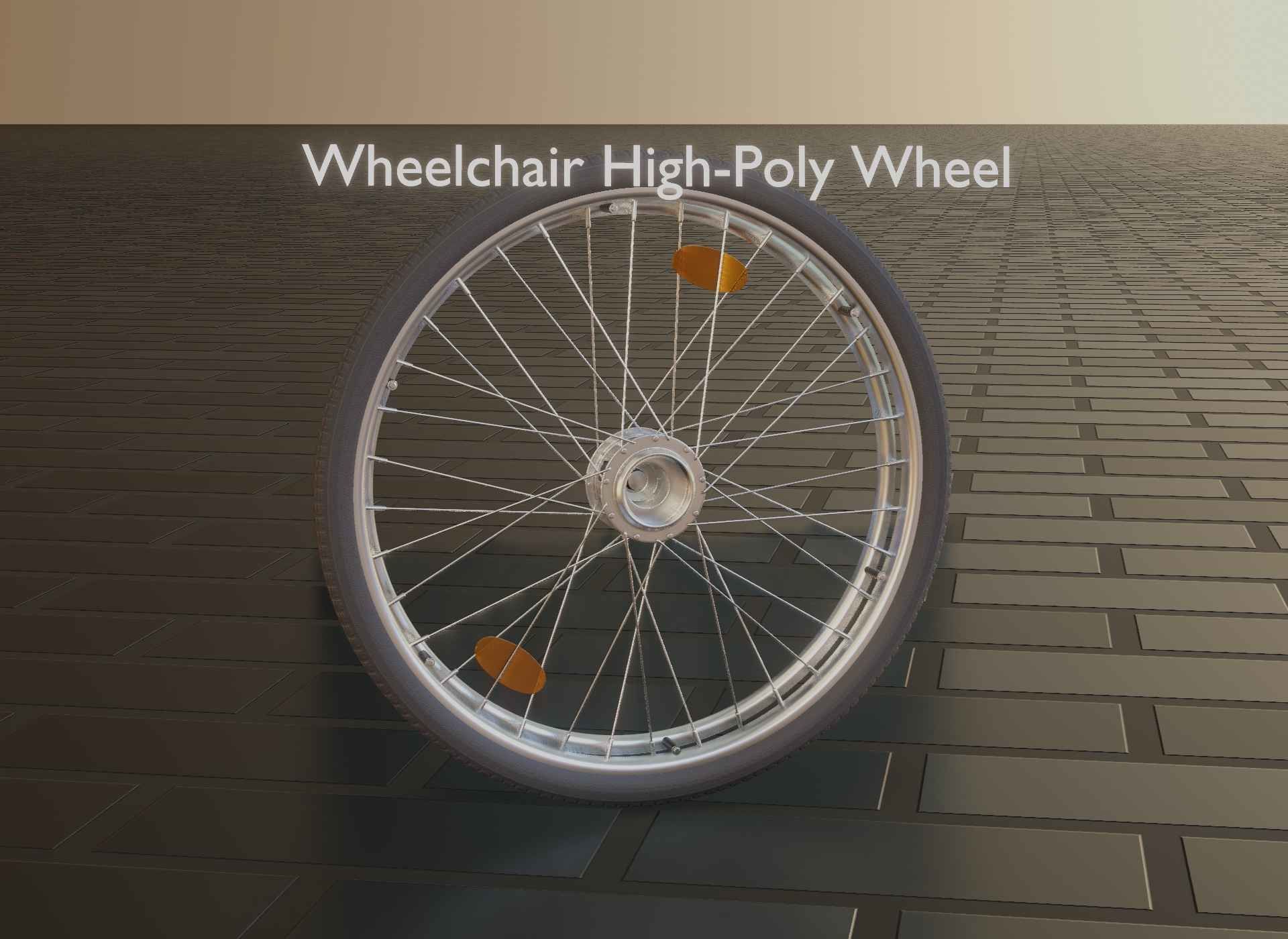 Wheelchair Wheel with Procedural PBR Material Setup 3D model_68